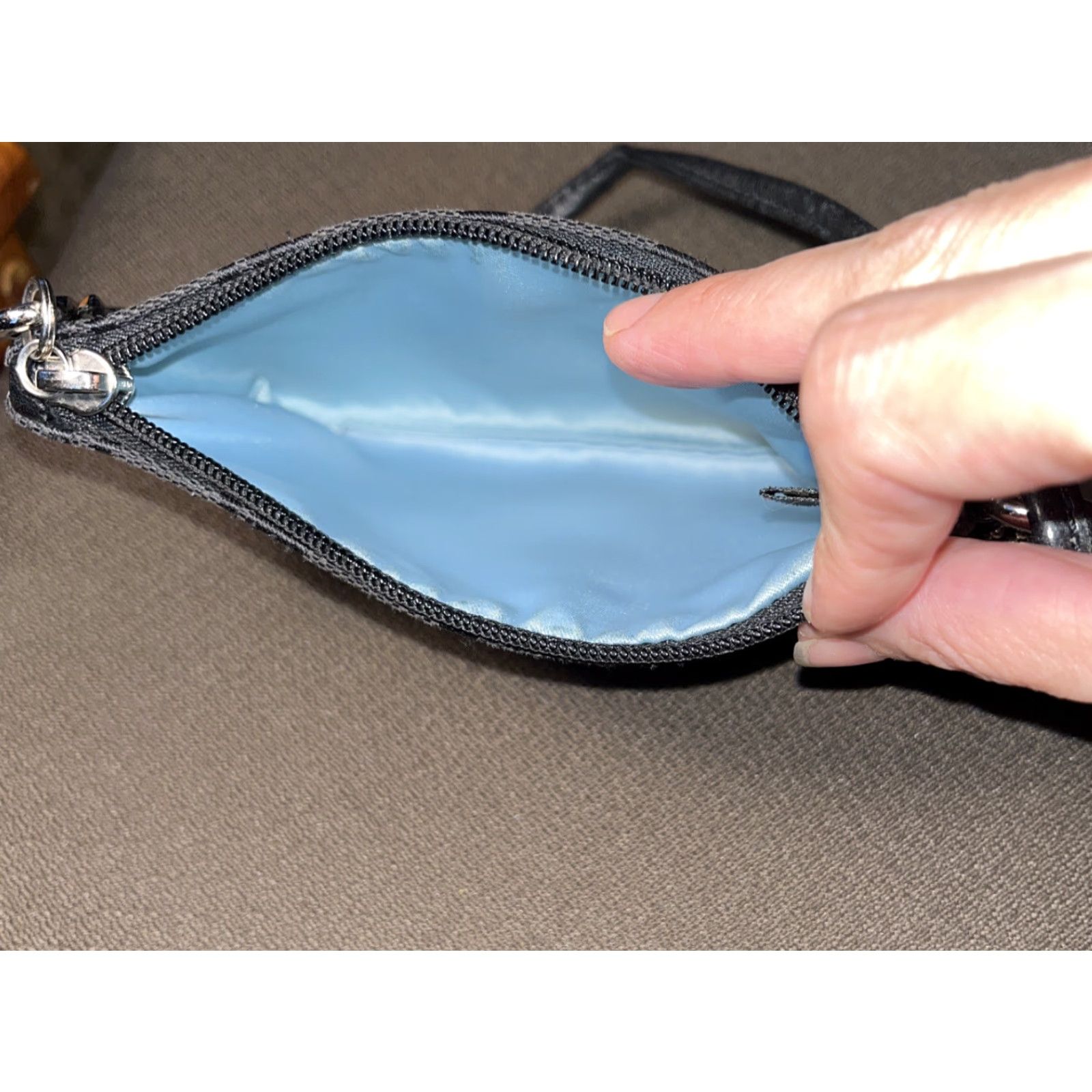 Coach VINTAGE COACH Monogram Wristlet Clutch Women Small Black Canvas Silver Hardware Blue Lining Bag Accessories Small Size ONE SIZE - 5 Thumbnail