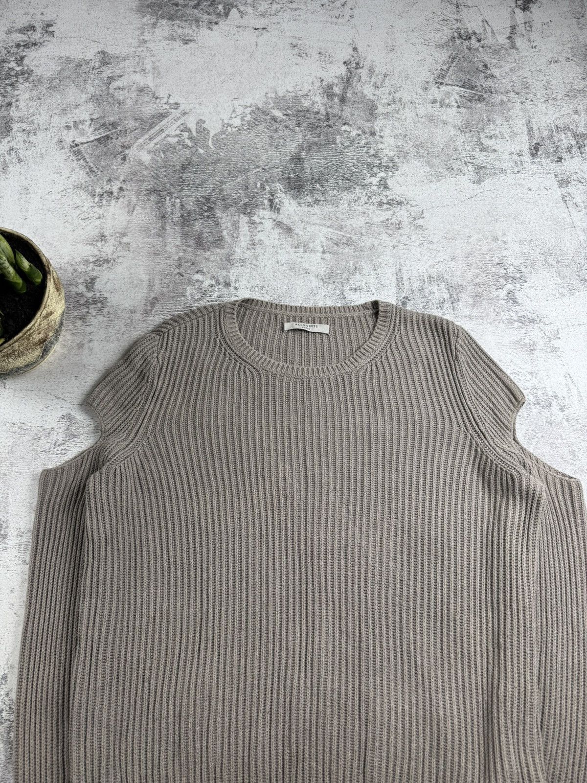 Allsaints AllSaints Ria Jumper Large Knited Beige Cotton Sweatshirt Sweater Pullover Size US L / EU 52-54 / 3 - 5 Thumbnail