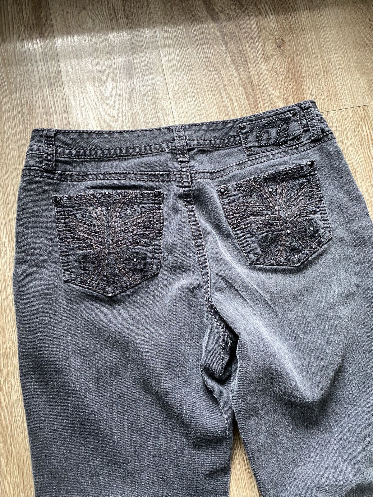 Other Y2K Black Goth Crystal Denim Jeans Size 34" / US 12 / IT 48 - 4 Thumbnail