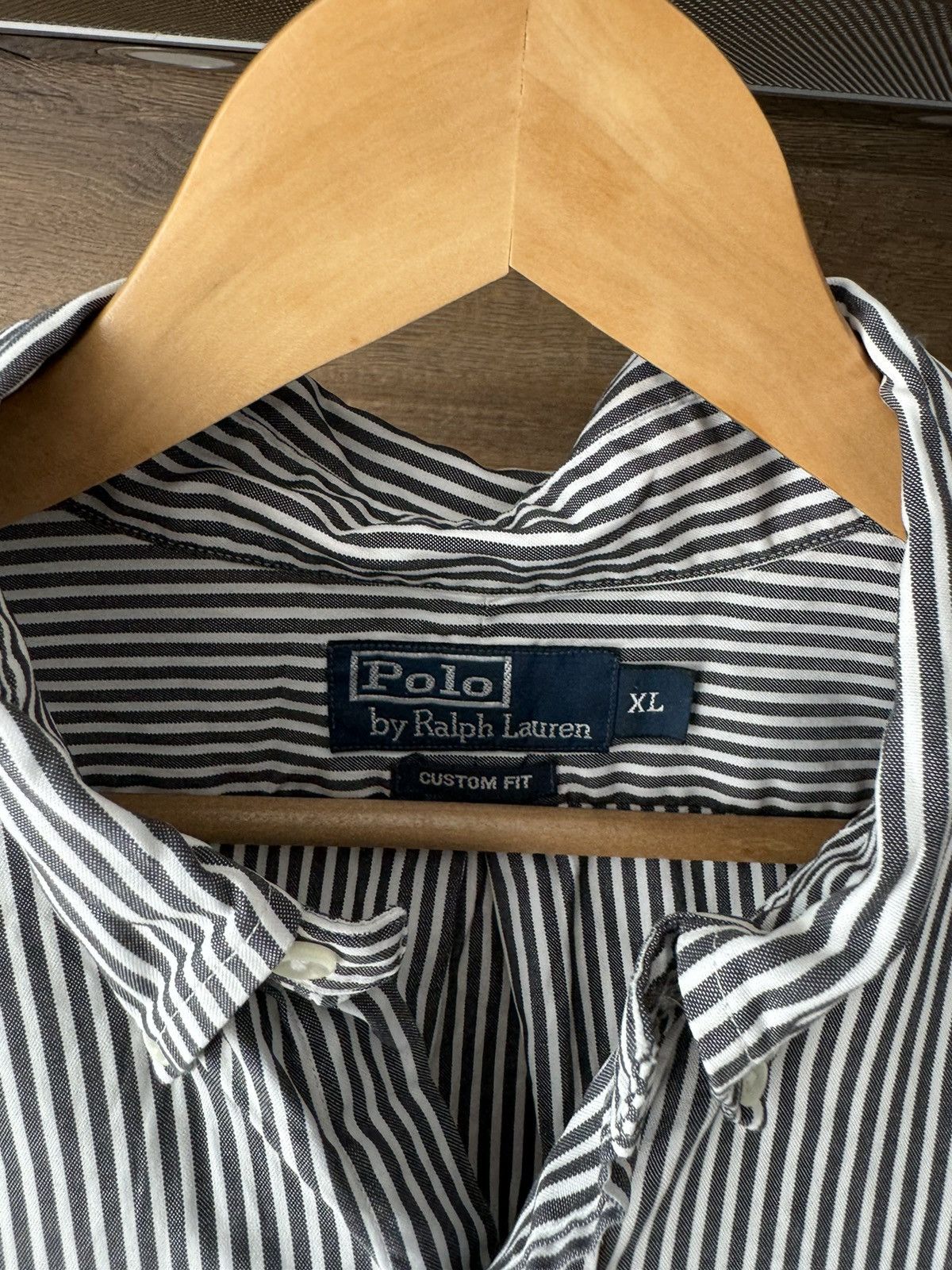 Polo Ralph Lauren × Vintage Polo Ralph Lauren Striped Classic Fit White Grey Shirt Size US XL / EU 56 / 4 - 4 Thumbnail