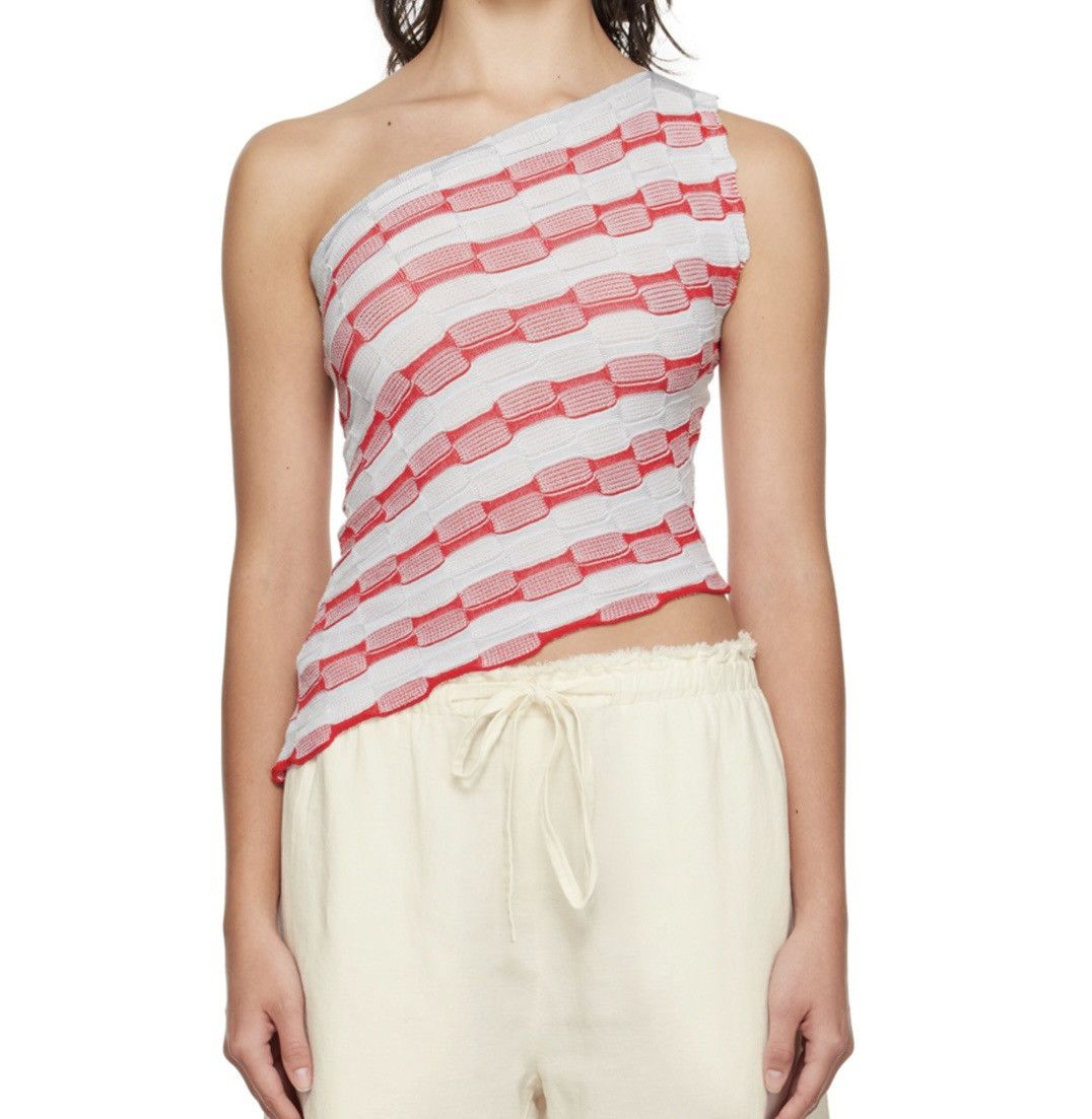 image of Gimaguas- One Shoulder Asymmetrical Top in Red Silver, Women's (Size Large)