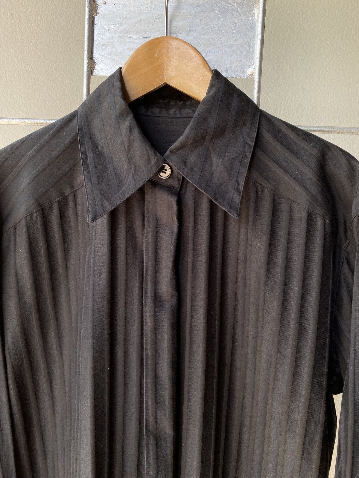 Dior Christian Dior Black Pleated Satin Shirt Size M / US 6-8 / IT 42-44 - 3 Thumbnail