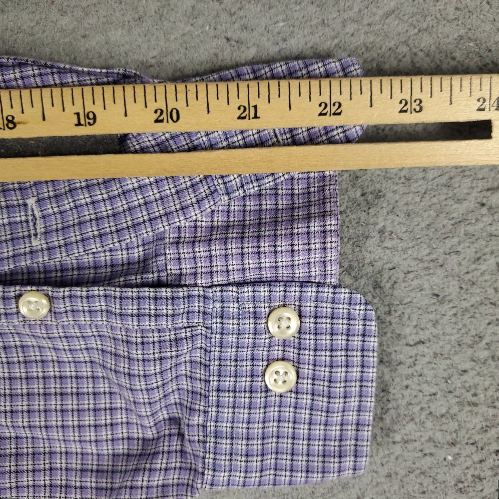 Ralph Lauren VINTAGE Ralph Lauren Shirt Mens 16.5 Purple Plaid Pony Dress Button Up Long Sleeve Adult Regular Barrel Cuff 16.5 Purple Polo/Classic/Workwear Mens Size 42R - 7 Thumbnail