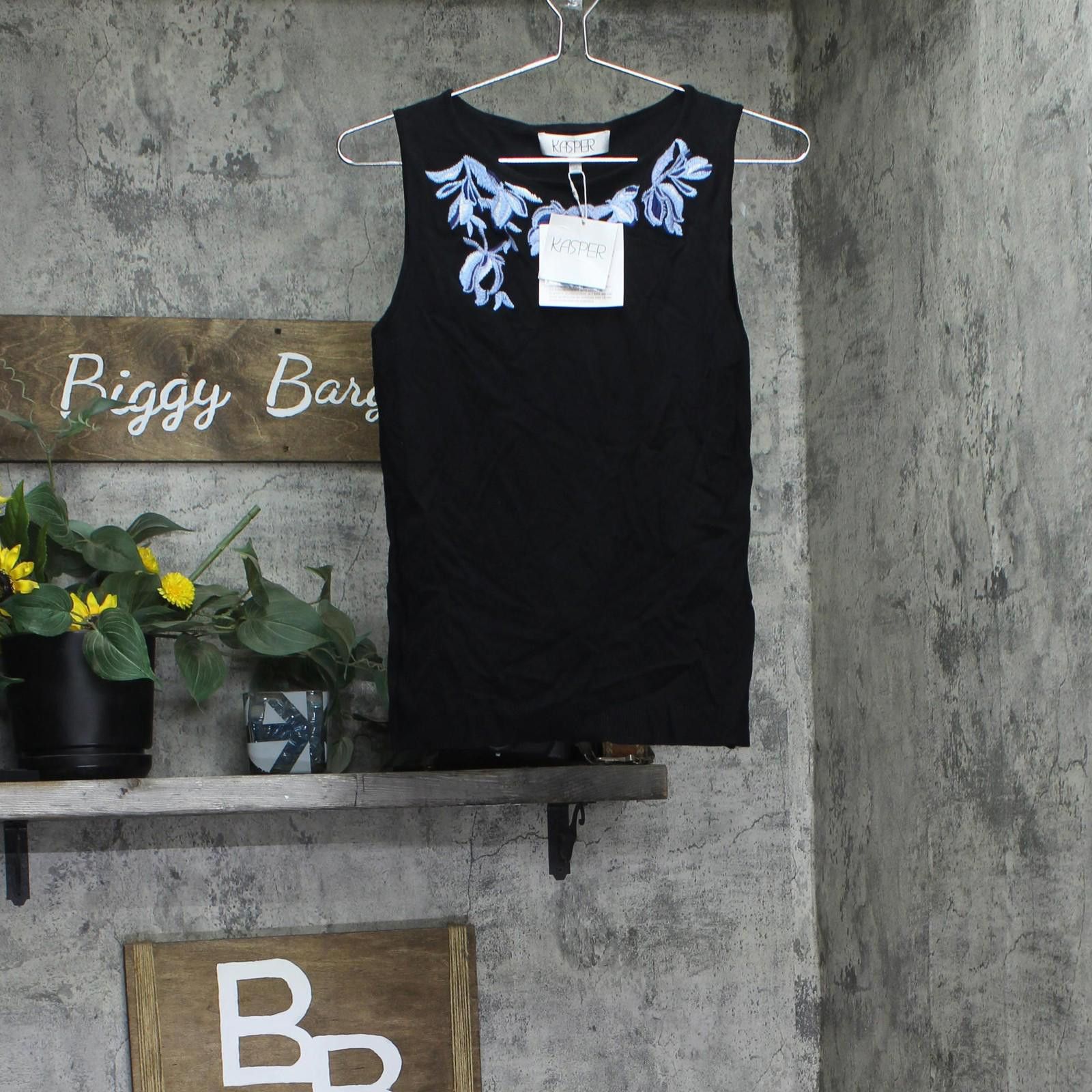 Other Kasper Womens Sleeveless Embroidered Top 10924833 Black Xs Size XS / US 0-2 / IT 36-38 - 1 Thumbnail