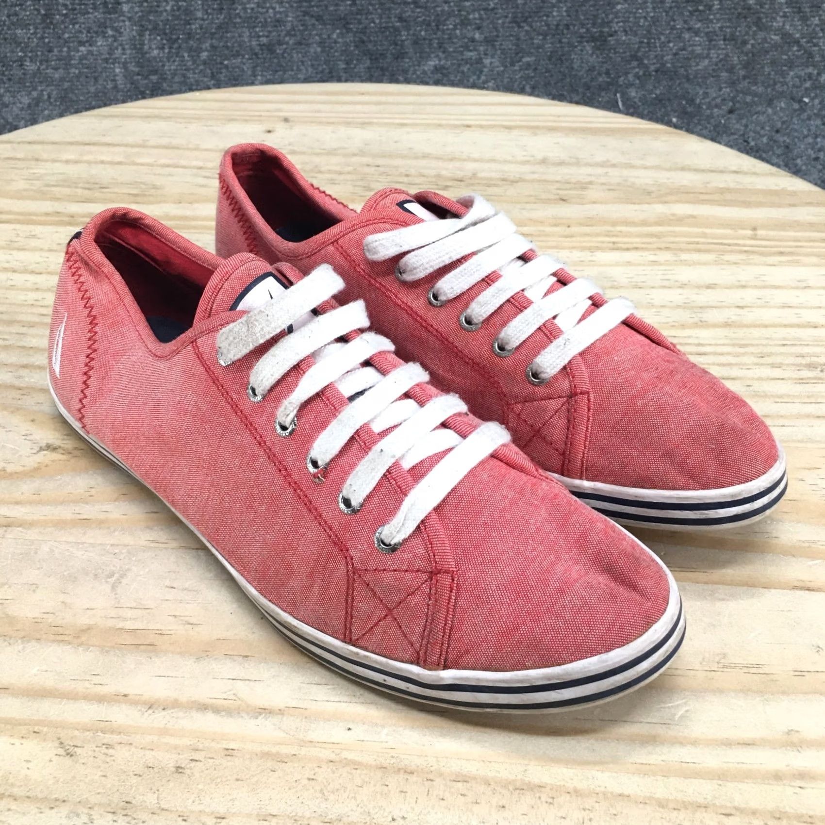Nautica Nautica Womens Casual Low Top Sneakers NW007E Pink Fabric Lace Up Flats Shoes Size M / US 6-8 / IT 42-44 - 3 Thumbnail