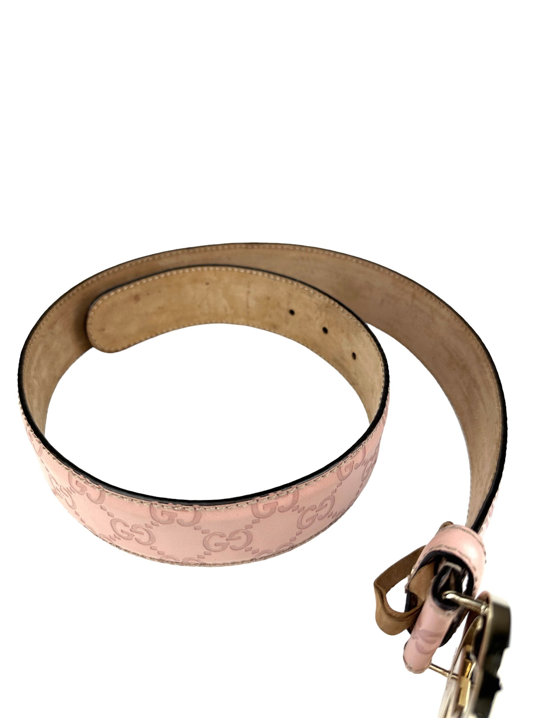 Gucci Gucci Pink Monogram Embossed GG Oversized Logo Belt Size ONE SIZE - 4 Thumbnail