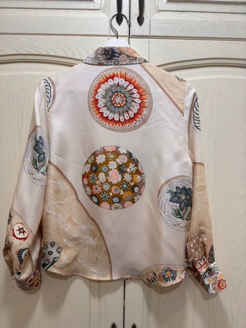 Hermes Hermes Vintage Floral Printed Shirt,Silk Fabric, Mulberry Size XS / US 0-2 / IT 36-38 - 4 Thumbnail