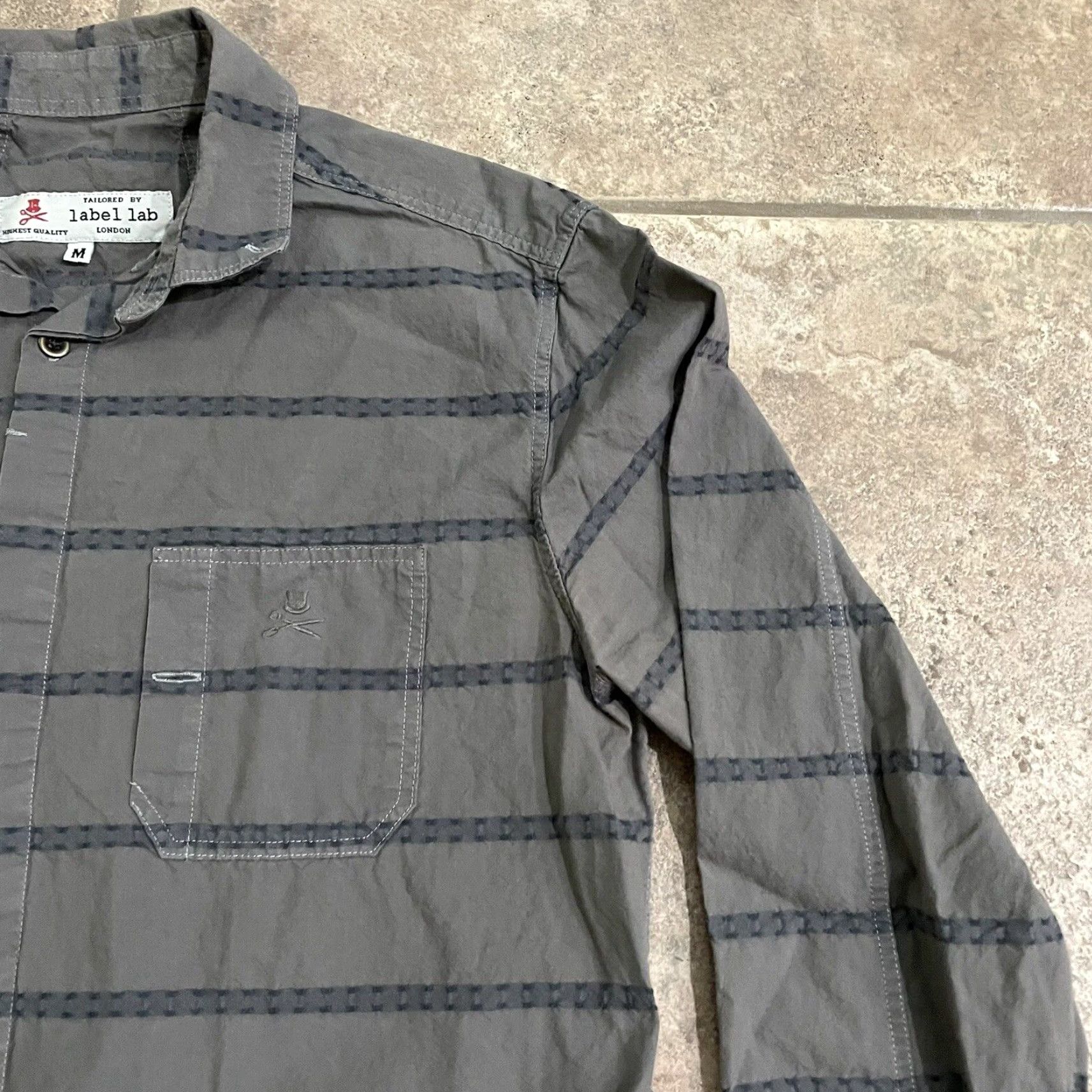Vintage Label Lab Shirt Mens M Button-Down Long Sleeve Gray Size US M / EU 48-50 / 2 - 2 Thumbnail