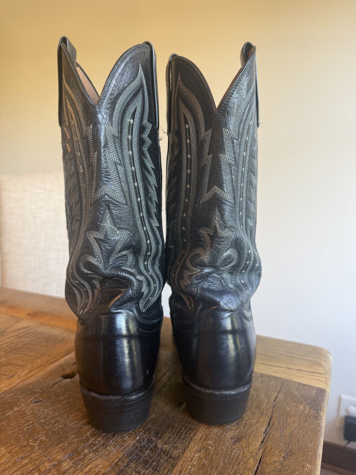 Lucchese Lucchese black leather flame stitch western cowboy boots Size US 8 / EU 41 - 2 Thumbnail