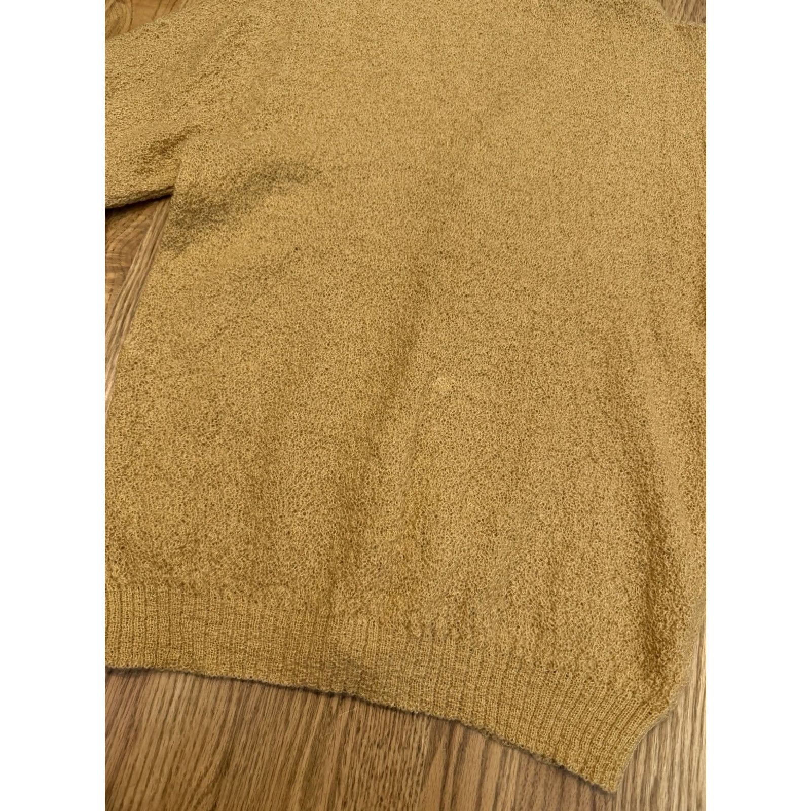 Vintage VINTAGE Rob Scot Cardigan Sweater Mens Small Gold Mohair Wool Blend Long Sleeve V-Neck Button Front Cable-Knit Grunge 50s 60s True Vintage Mens Size US S / EU 44-46 / 1 - 3 Thumbnail