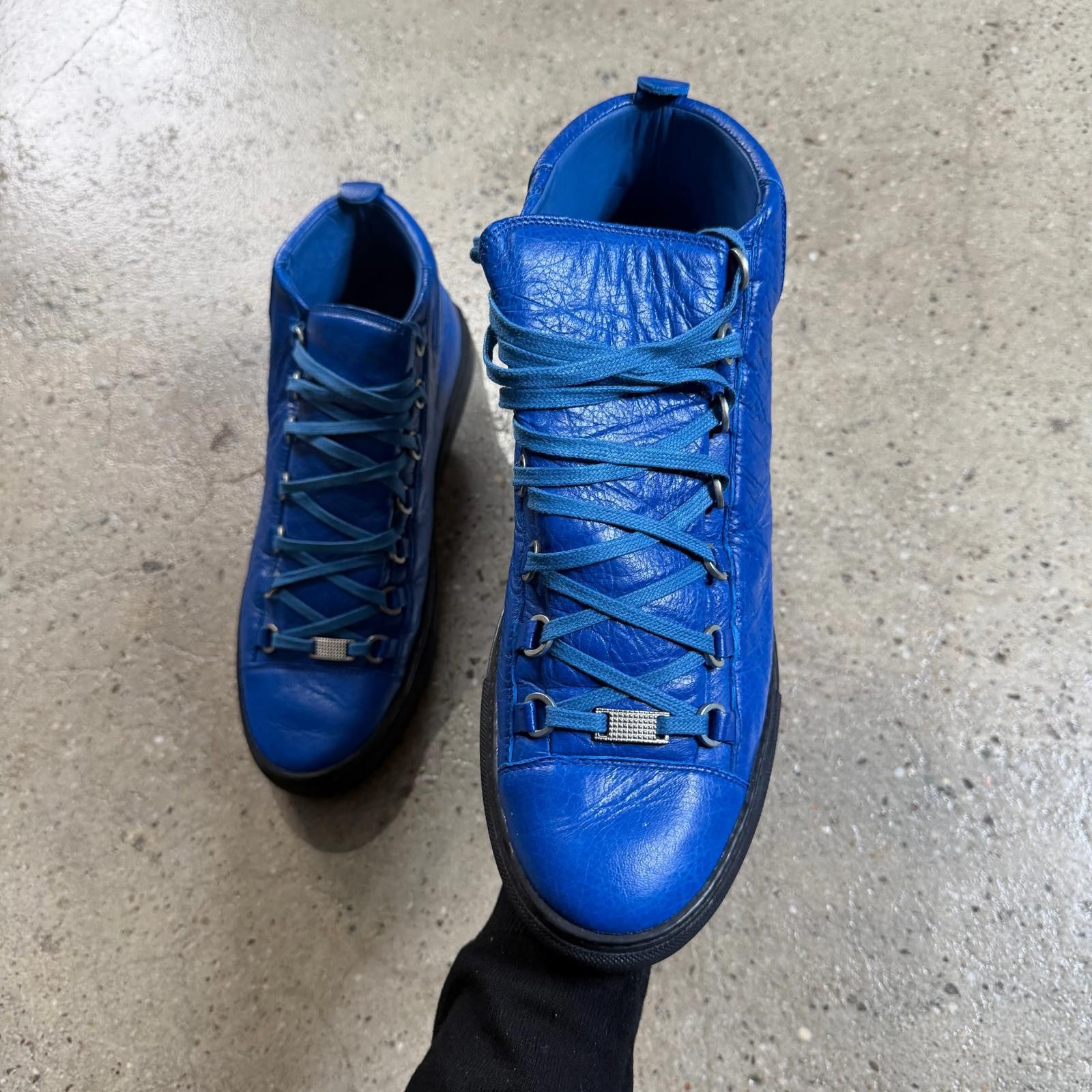 Balenciaga Balenciaga Leather Arena Sneakers (Blue) Size US 12 / EU 45 - 9 Thumbnail