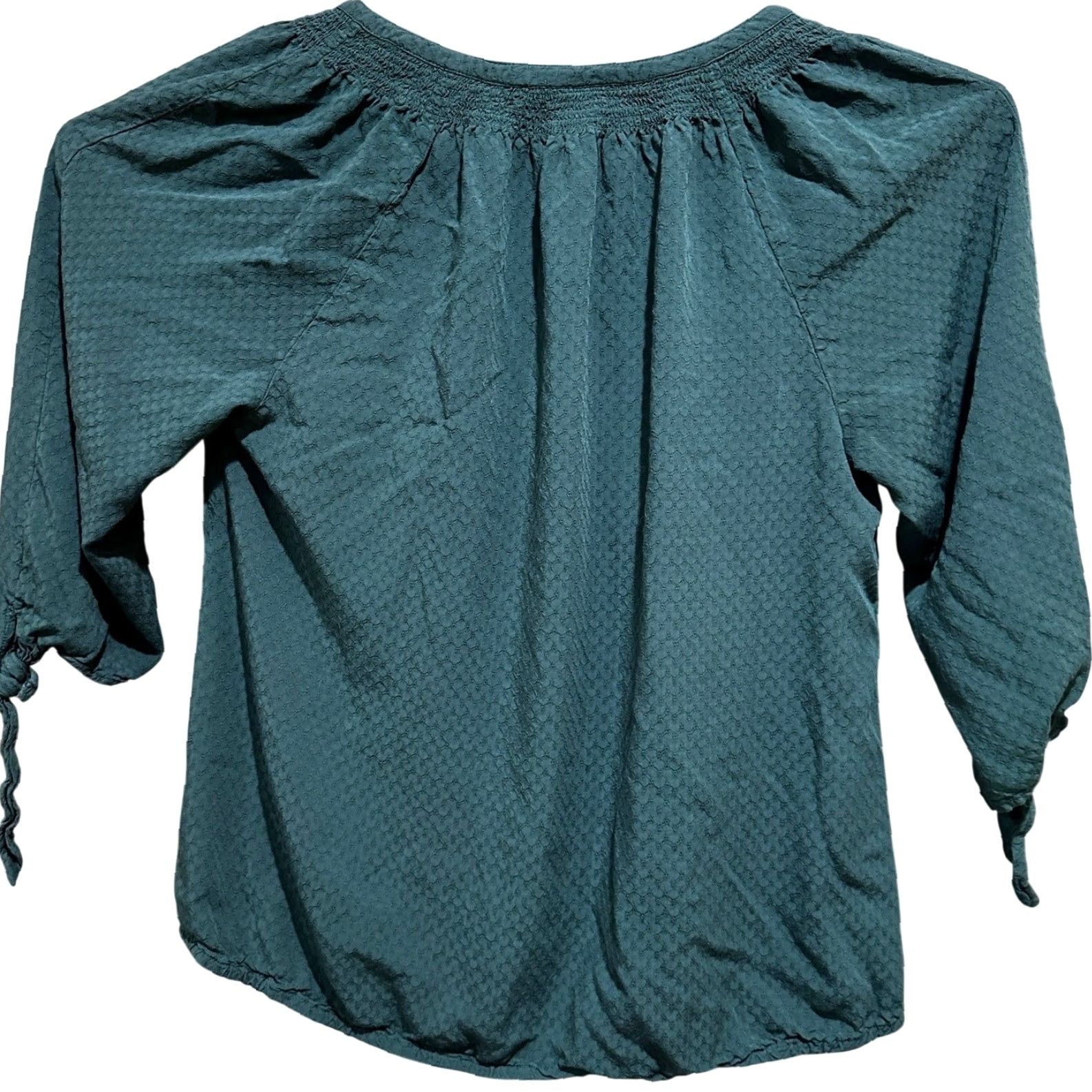 Vintage Dressbarn Blouse Women Plus 1X Green Bohemian Henley Long Sleeve Solid Rayon Shirt Size XL / US 12-14 / IT 48-50 - 3 Thumbnail