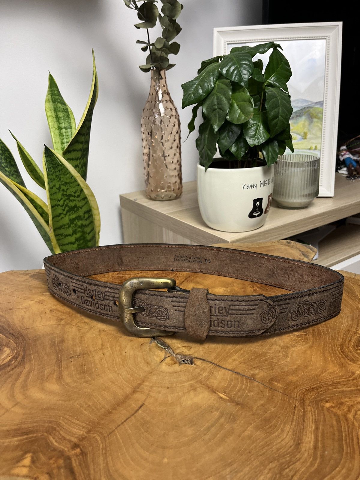 Genuine Leather Harley Davidson 00s vintage chrome plated buckle belt Size ONE SIZE - 1 Thumbnail