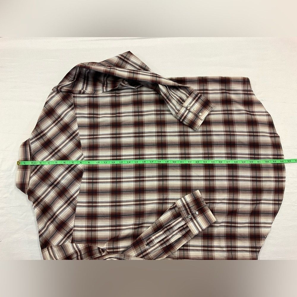 Other ELY Cattleman Western Yoke Pearl Snap Brown Plaid Shirt Size US XL / EU 56 / 4 - 7 Thumbnail