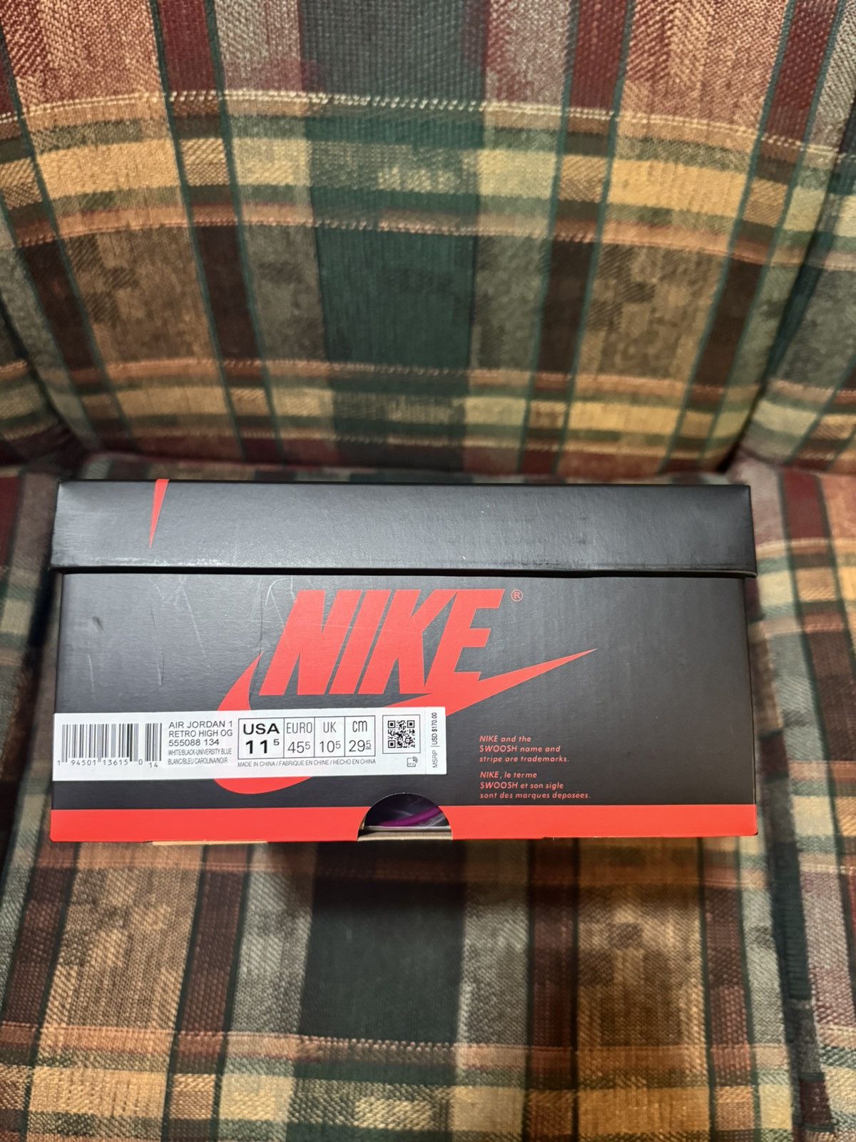 Nike Air Jordan 1 Retro High OG “ University Blue” Size US 11.5 / EU 44-45 - 7 Thumbnail
