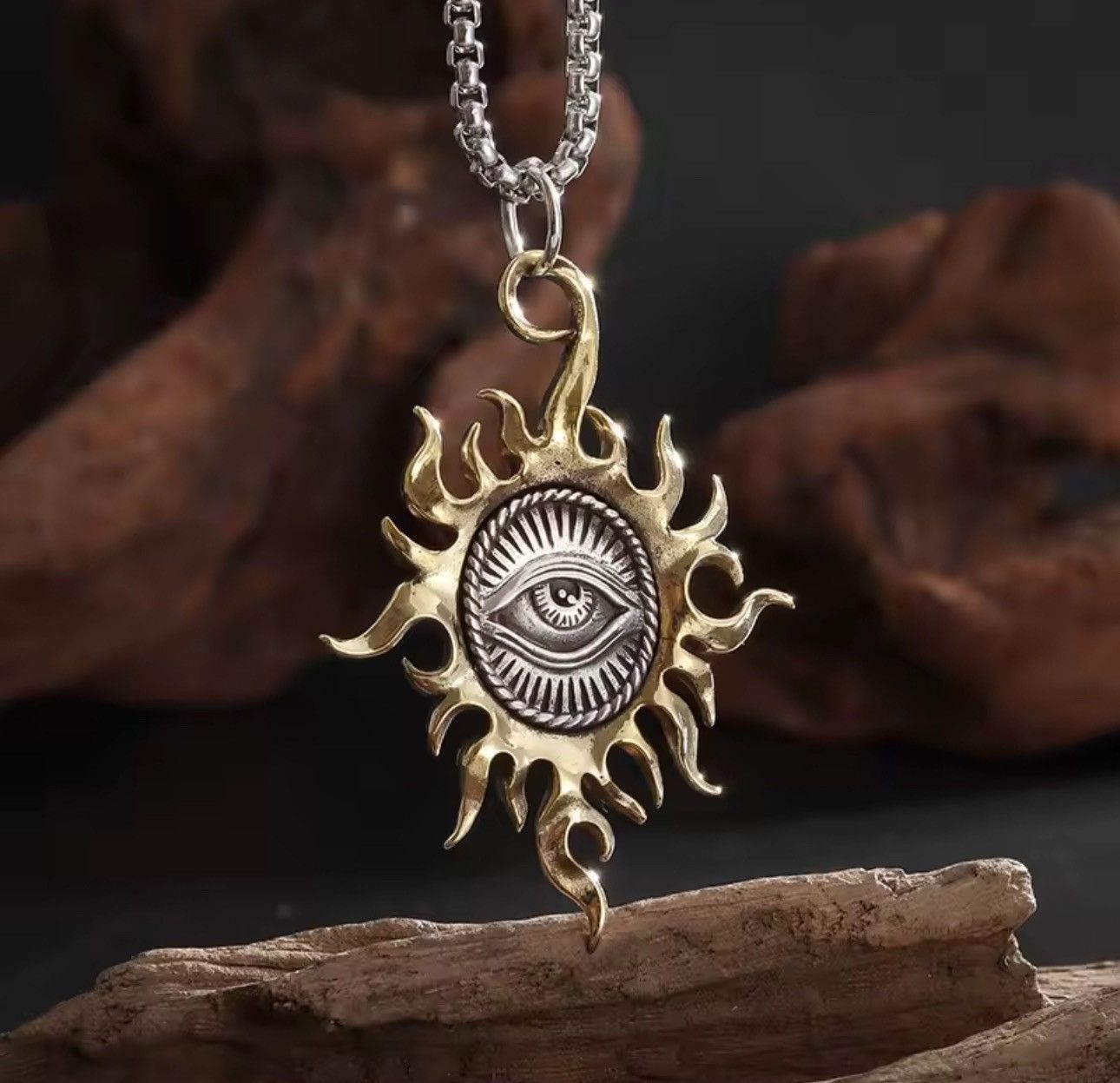 Jewelry Retro Gothic Sun God Eye Punk Necklace Chain Size ONE SIZE - 3 Thumbnail