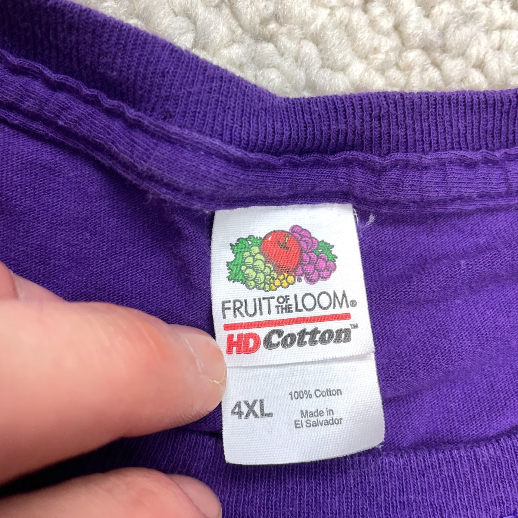 Fruit Of The Loom Fruit of the Loom Shirt Adult 4XL Purple Cotton Short Sleeve Crew Neck Logo Men Regular Vintage: No (But avoid N/A) Size US XXL / EU 58 / 5 - 3 Thumbnail
