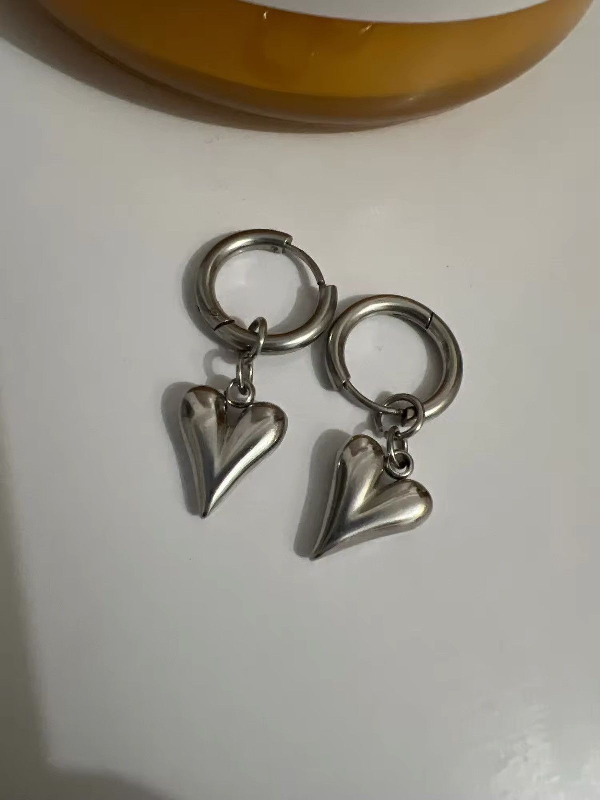 Vintage Punk Rock Love Heart Pendant Hoop Earrings (1pair) Size ONE SIZE - 3 Thumbnail