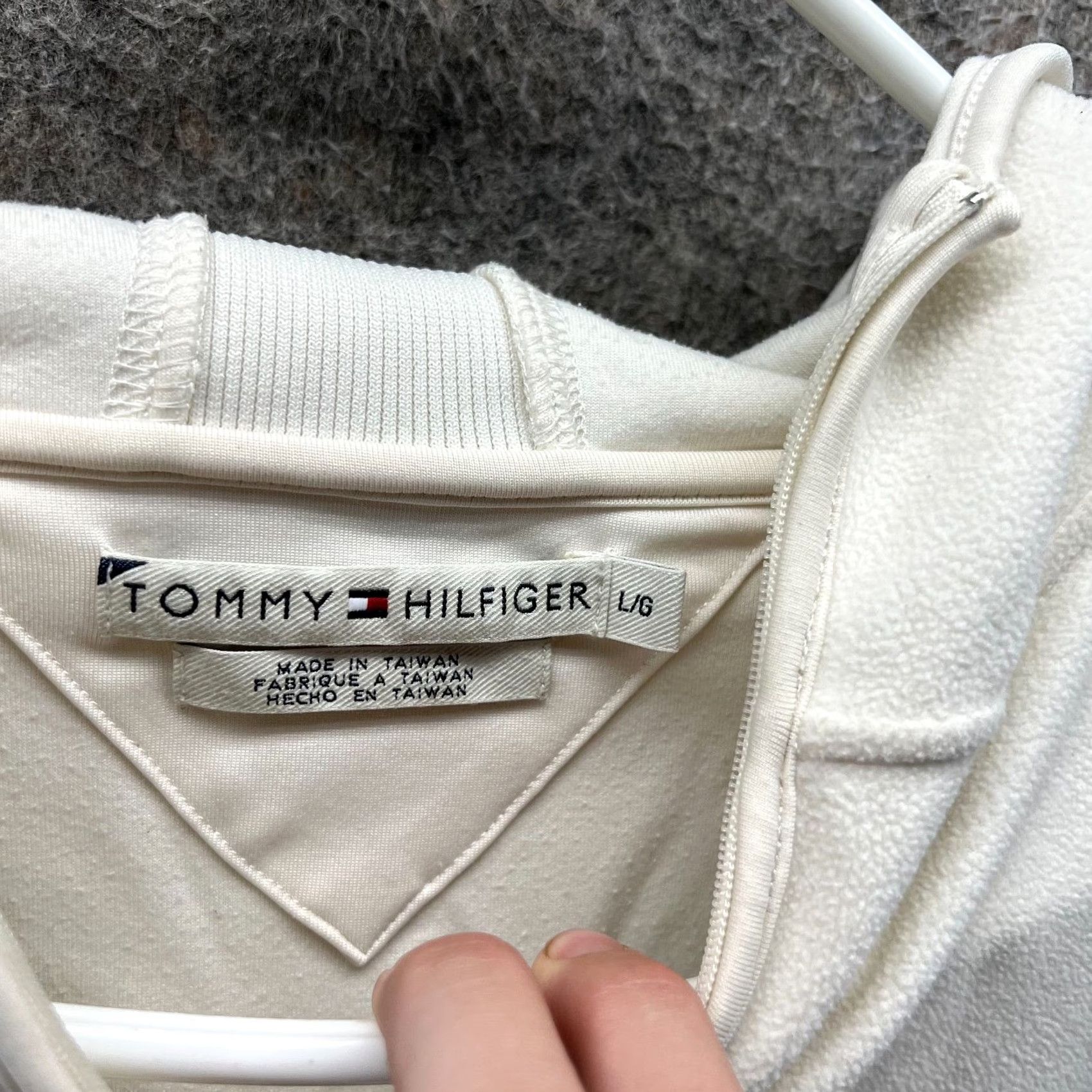 Tommy Hilfiger Tommy Hilfiger Hoodie Womens Large Beige Fleece Full Zip Sweatshirt with Logo Size L / US 10 / IT 46 - 6 Thumbnail