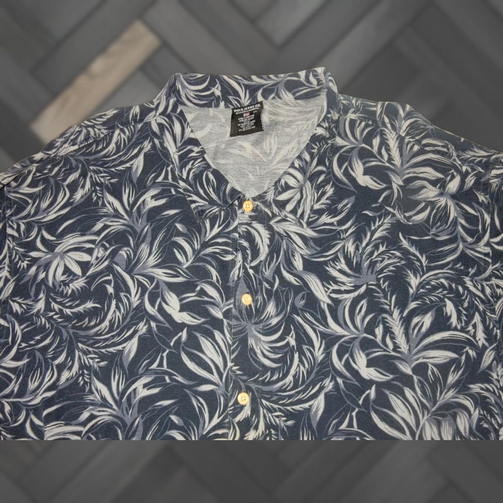 Ralph Lauren VINTAGE Ralph Lauren Polo Jeans Co Men's Short Sleeve Button-Up Shirt 3XL Blue Floral Size US XXL / EU 58 / 5 - 1 Thumbnail