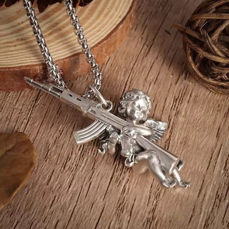 Jewelry Cupid Ak 47 Pendant Necklace Size ONE SIZE - 2 Thumbnail