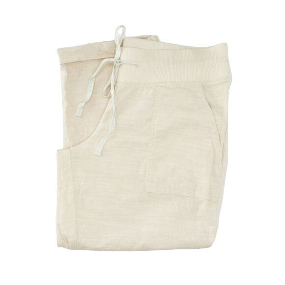 Other Allen Allen Cream Drawstring Capri Pants Size 27" / US 4 / IT 40 - 3 Thumbnail