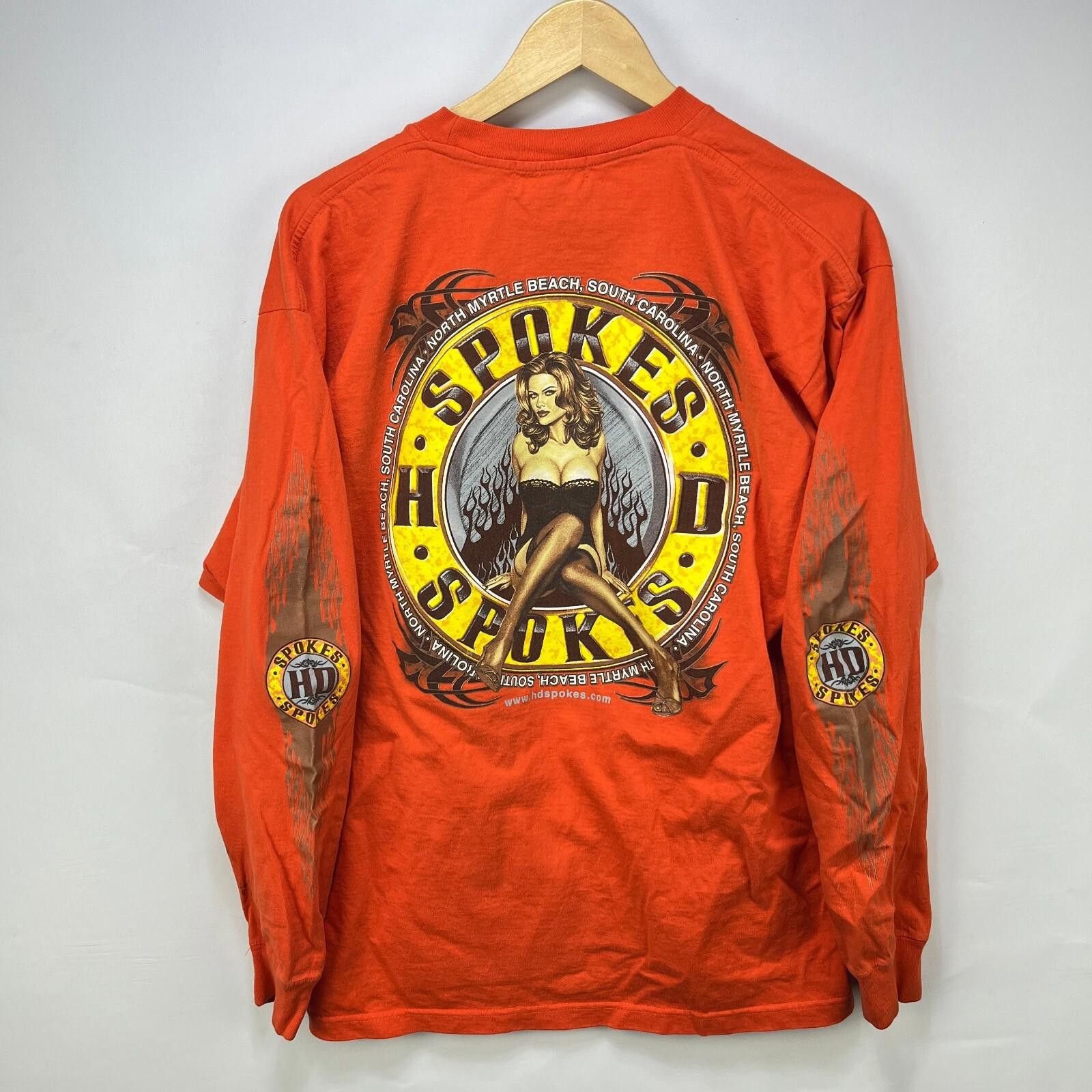 Harley Davidson Vintage Biker Hot Girl Boobs Flames Harley Shirt XL Size US XL / EU 56 / 4 - 1 Thumbnail