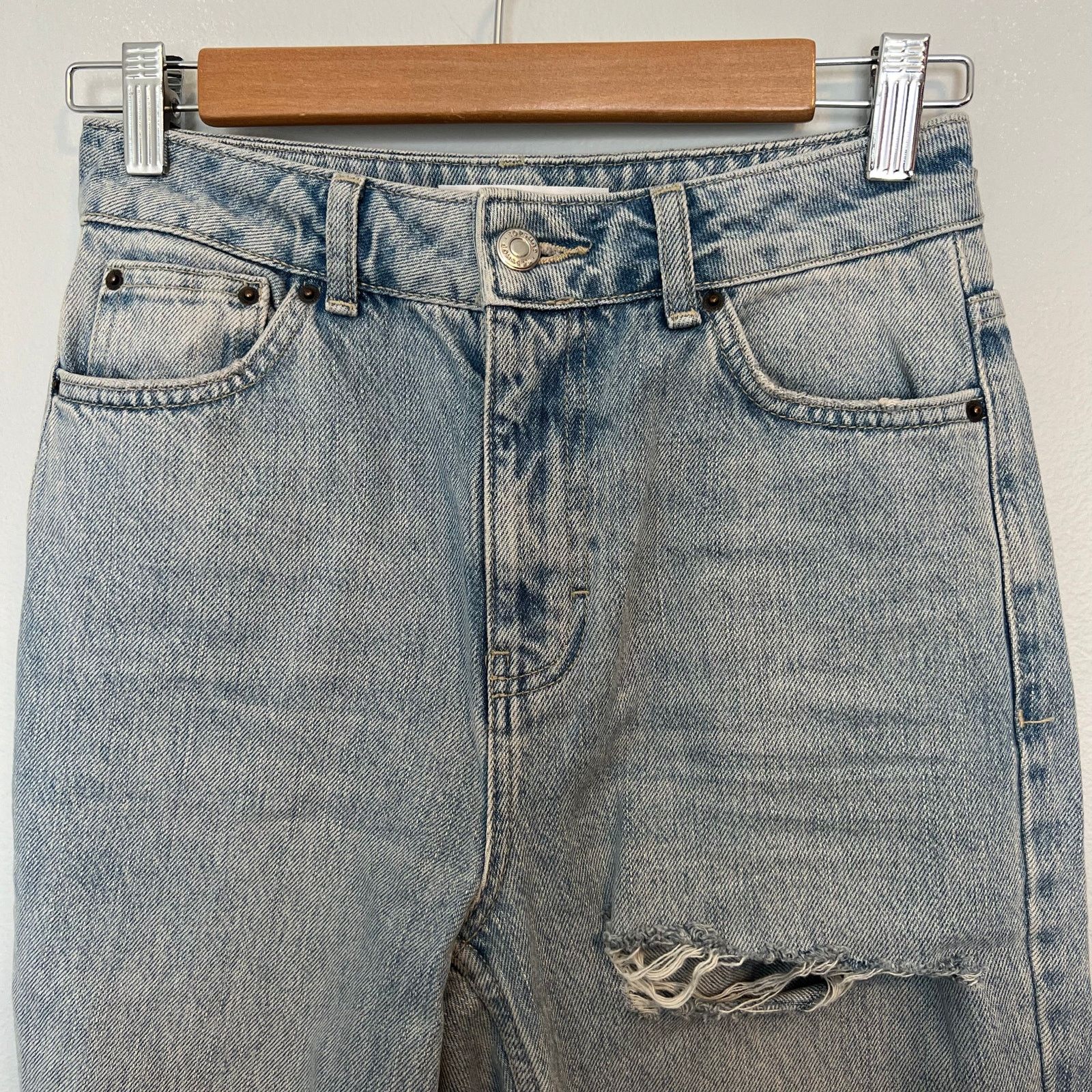 Topshop Topshop Mom Distressed Washed Blue Jeans Womens Size W26xL34 Size 26" / US 2 / IT 38 - 5 Thumbnail