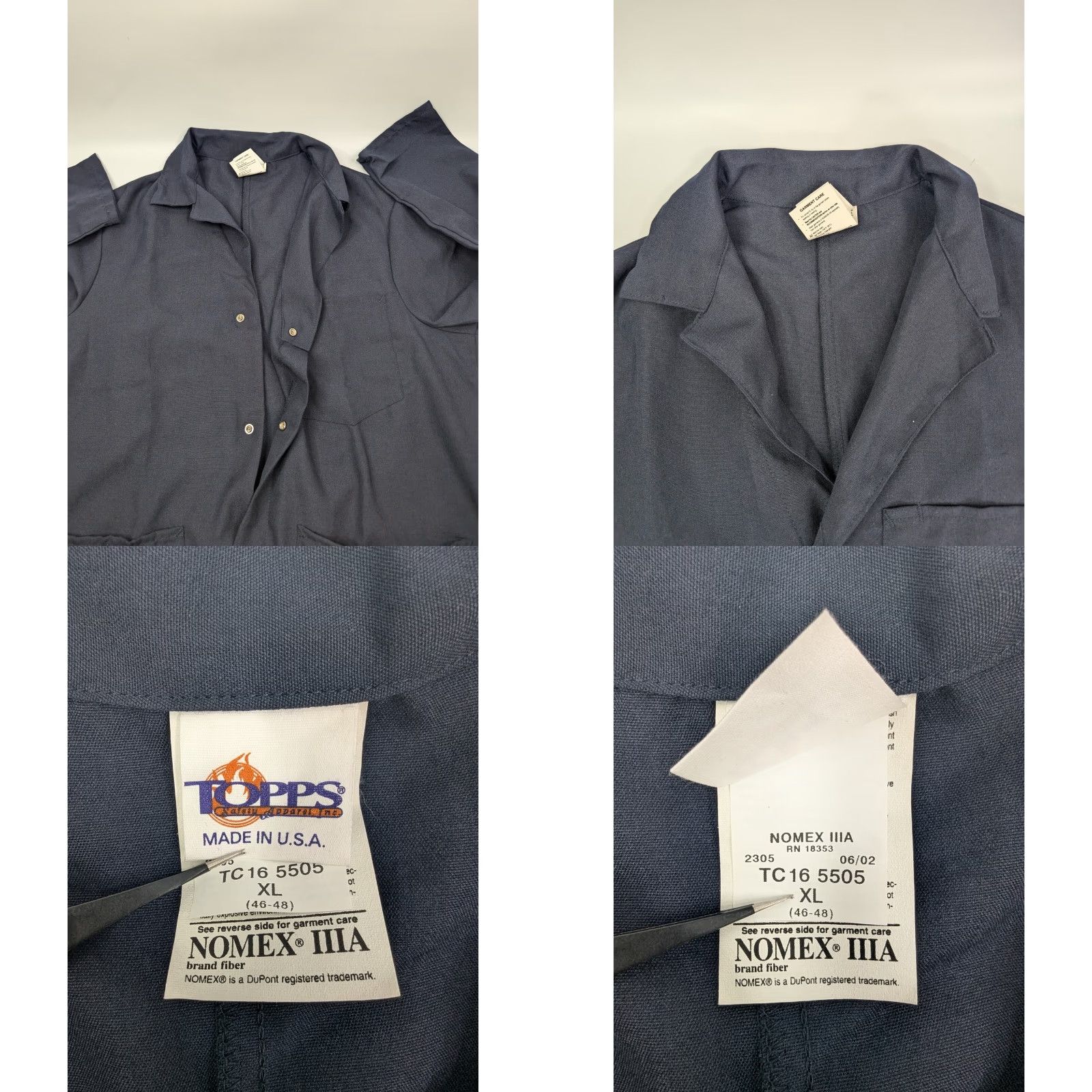 Vintage Topps FR Navy Work Coat Mens XL Flame Resistant NOMEX IIIA Made In USA Shirt Navy XL Mens Topps FR Nomex IIIA Workwear USA Size US XL / EU 56 / 4 - 8 Thumbnail