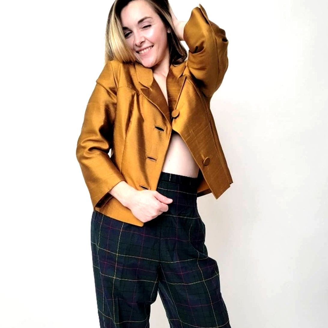 Vintage Vintage 60's Gino Rossi Gold Cropped Blazer Jacket Size M / US 6-8 / IT 42-44 - 4 Thumbnail