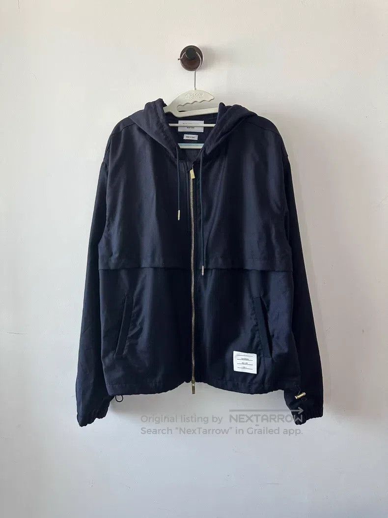 Thom Browne Blue Striped Woolen Windbreaker Jacket