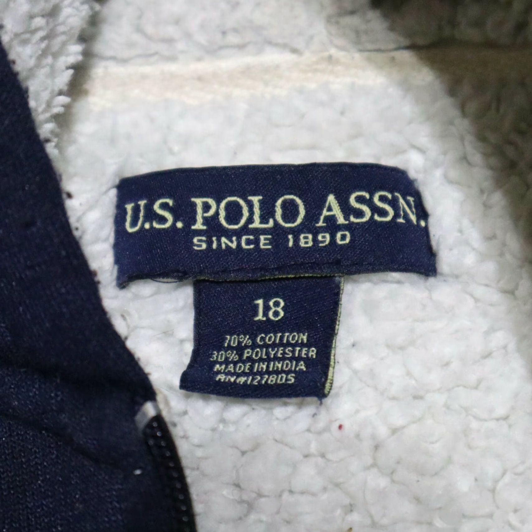 Vintage US Polo Assn Jacket Blue Solid Lined Casual Hooded Full Zip Size 18 Mens Size US M / EU 48-50 / 2 - 4 Thumbnail