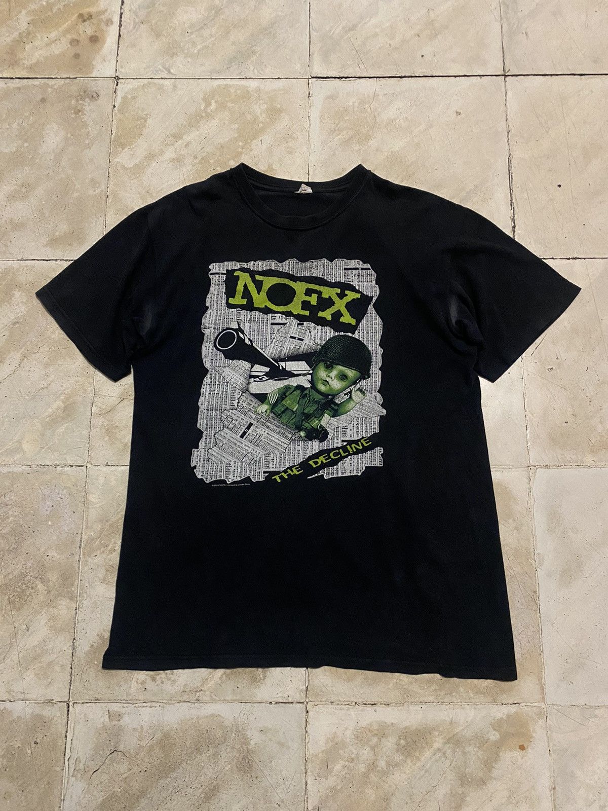 image of Nofx The Decline 2003 Vintage Punk Tee in Black, Men's (Size Medium)