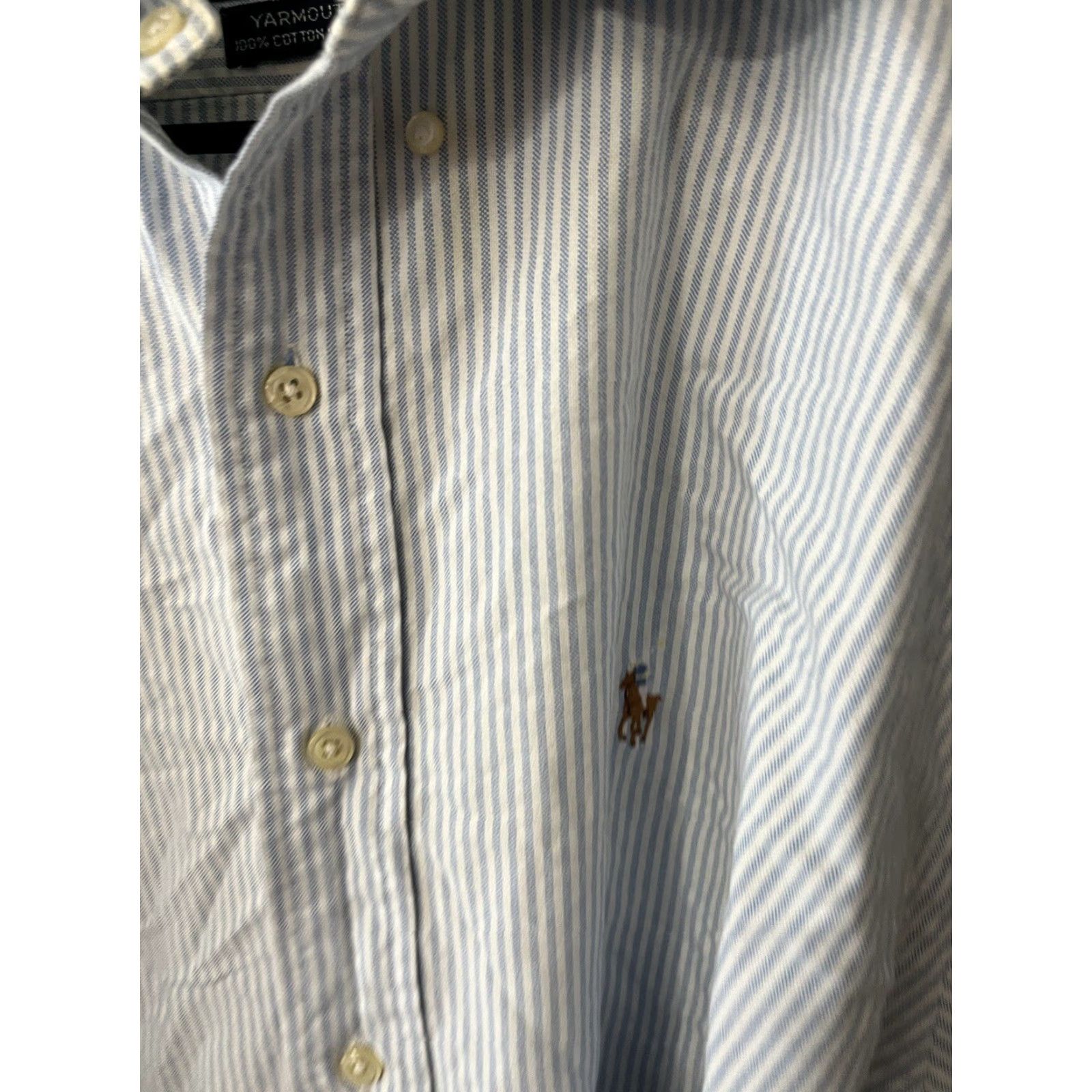 Ralph Lauren Ralph Lauren Dress Shirt Mens Size 16.5 Yarmouth Blue & White Striped Shirt Mens 16.5 Blue Classic Striped Polo Ralph Lauren Mens Shirt Size 46R - 3 Thumbnail