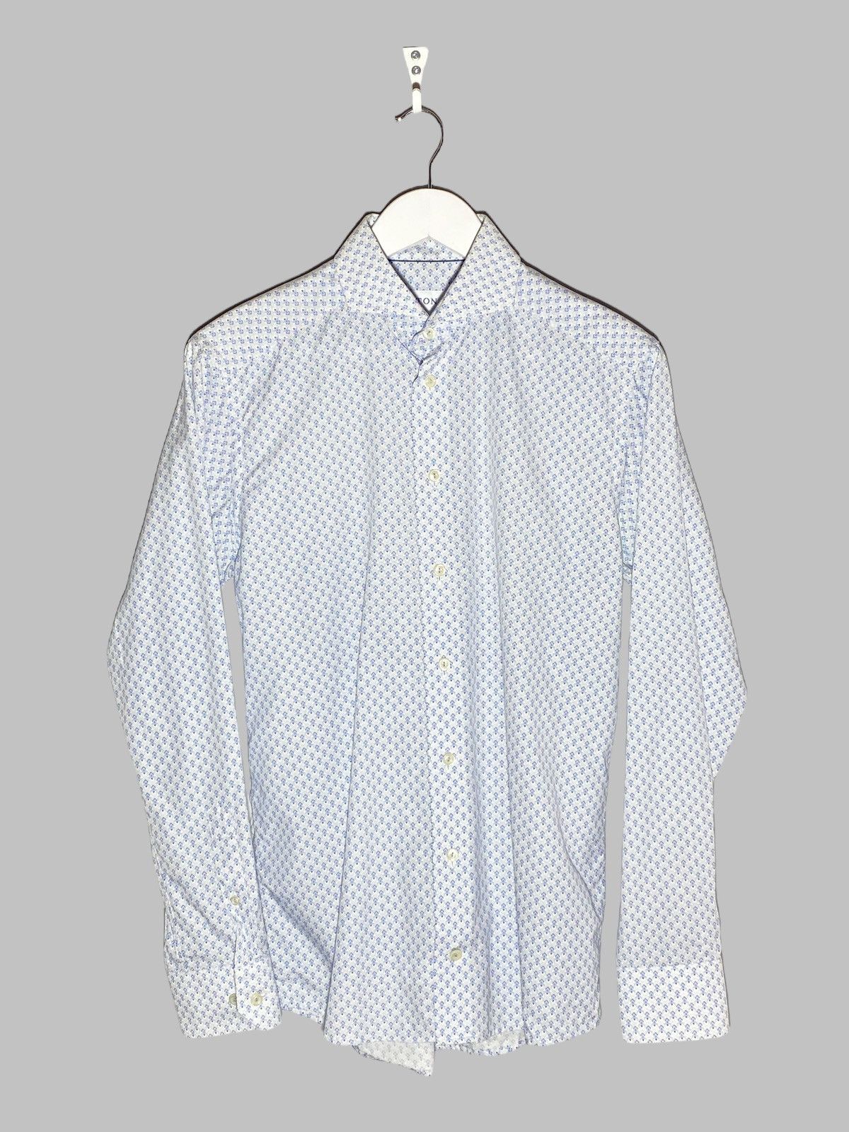 Eton Eton Slim Fit Filigree Pattern Poplin Cotton Shirt Size US M / EU 48-50 / 2 - 1 Thumbnail