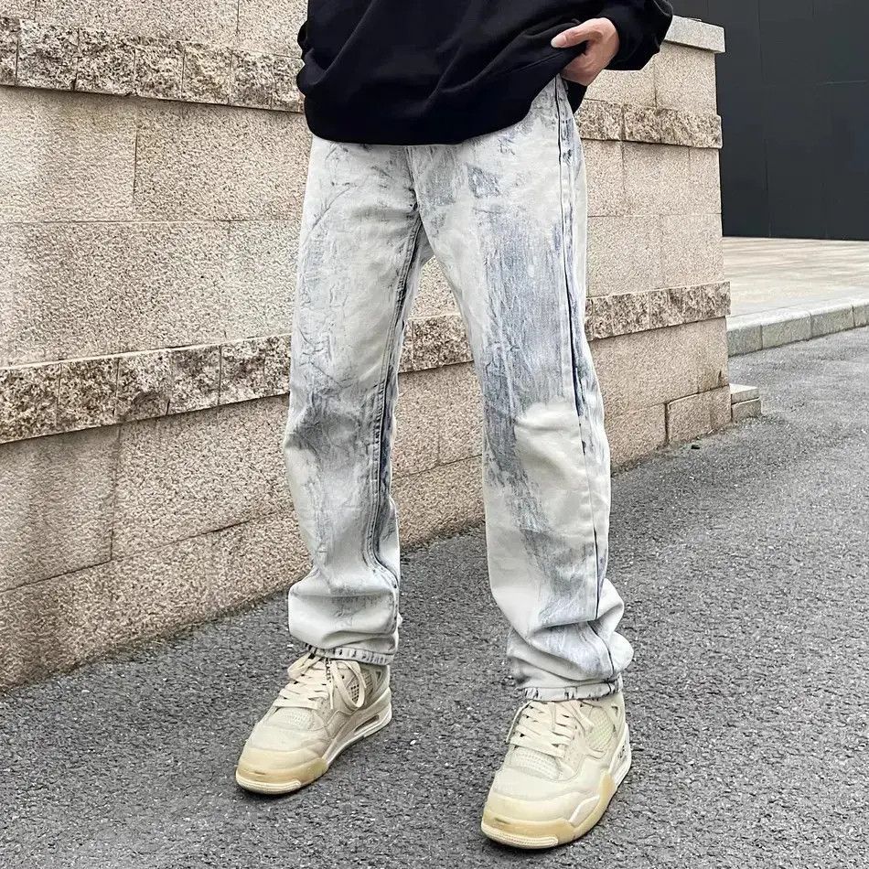 Japanese Brand Loose straight leg light colored tie dyed jeans Size US 30 / EU 46 - 3 Thumbnail