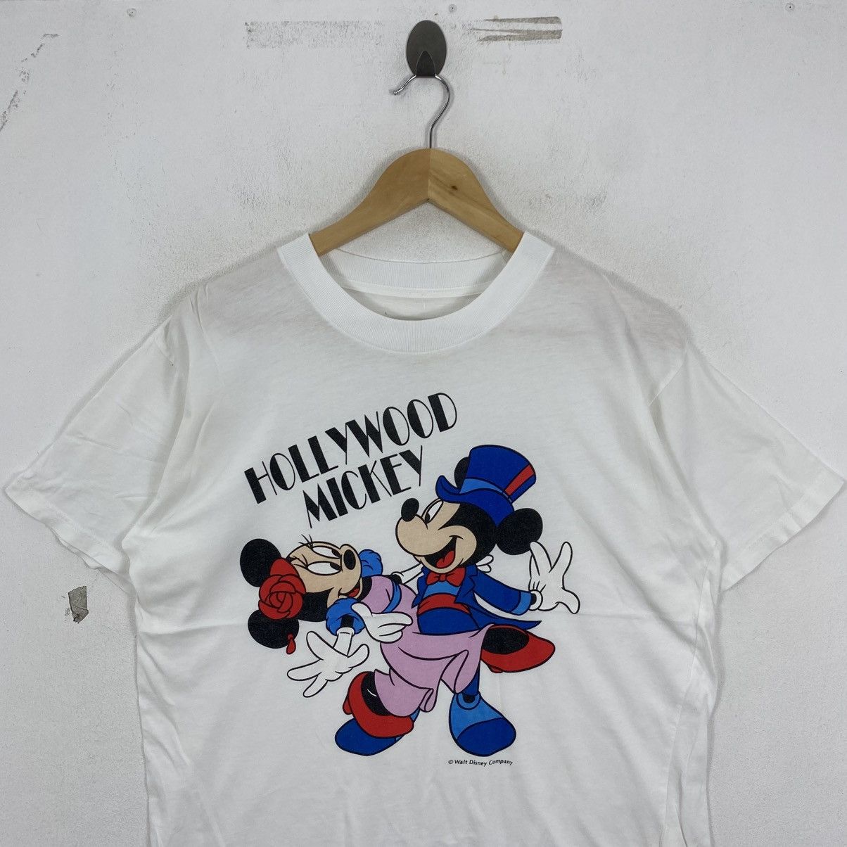 Vintage 80s Hollywood Mickey Minnie Disney Vtg Tee White L Size US L / EU 52-54 / 3 - 3 Thumbnail