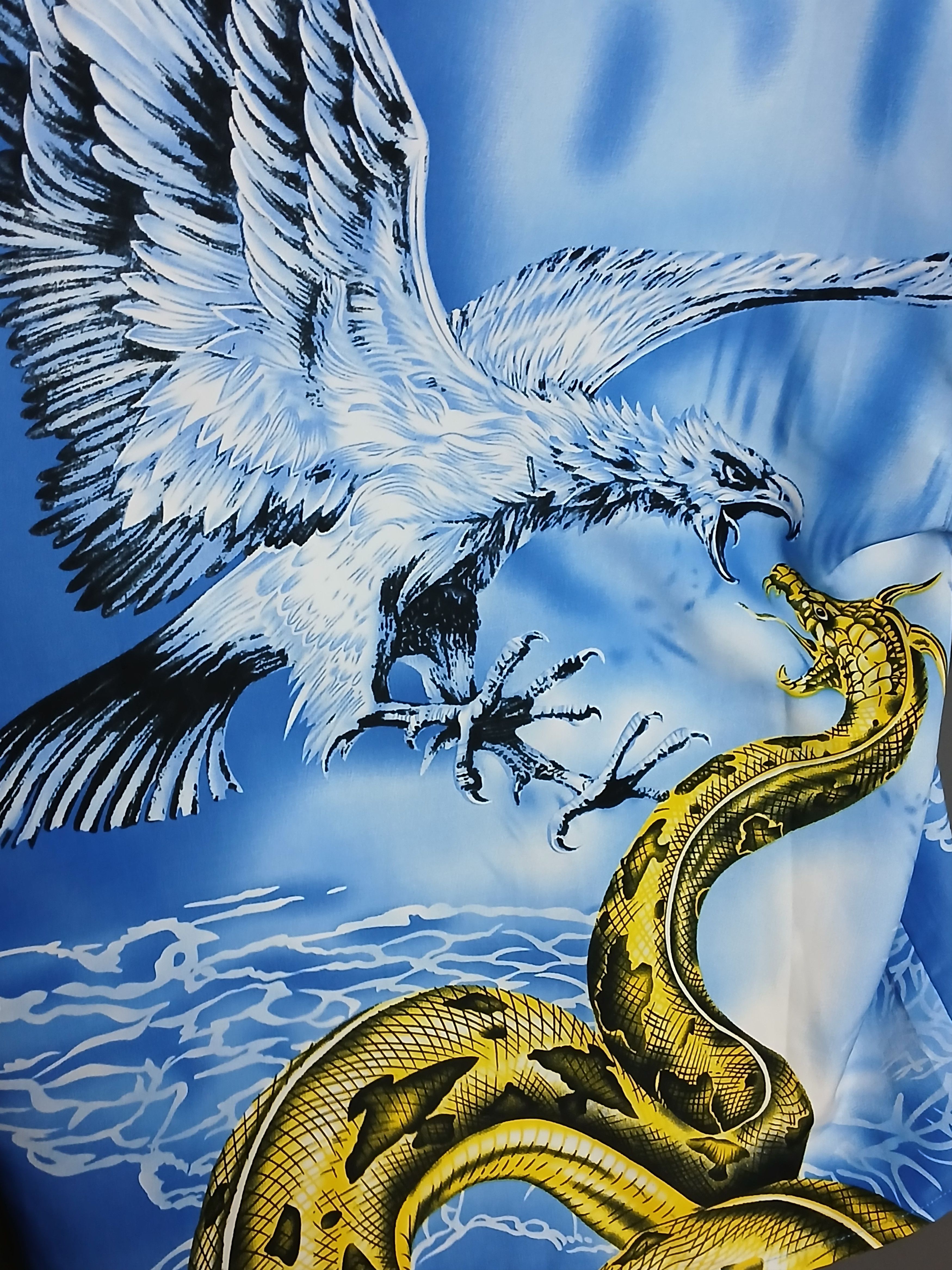 Japanese Brand Sukajan Dragon vs Eagle All Over Print Shirt Size US XL / EU 56 / 4 - 3 Thumbnail