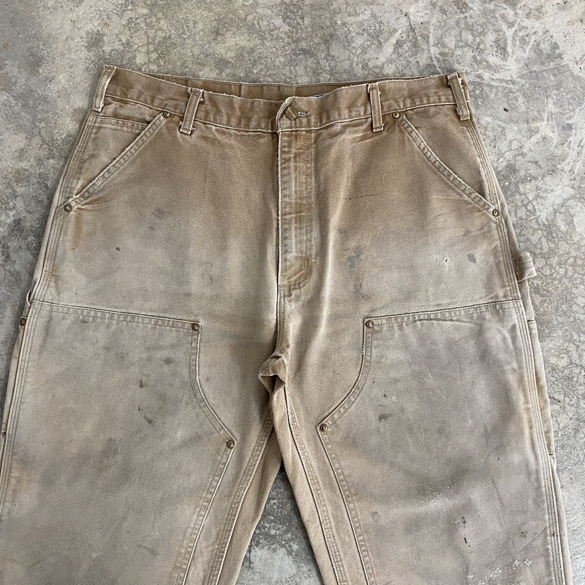 Carhartt VTG Carhartt Double Knee Faded Tan Dirty Carpenter Pants Size US 35 - 10 Thumbnail