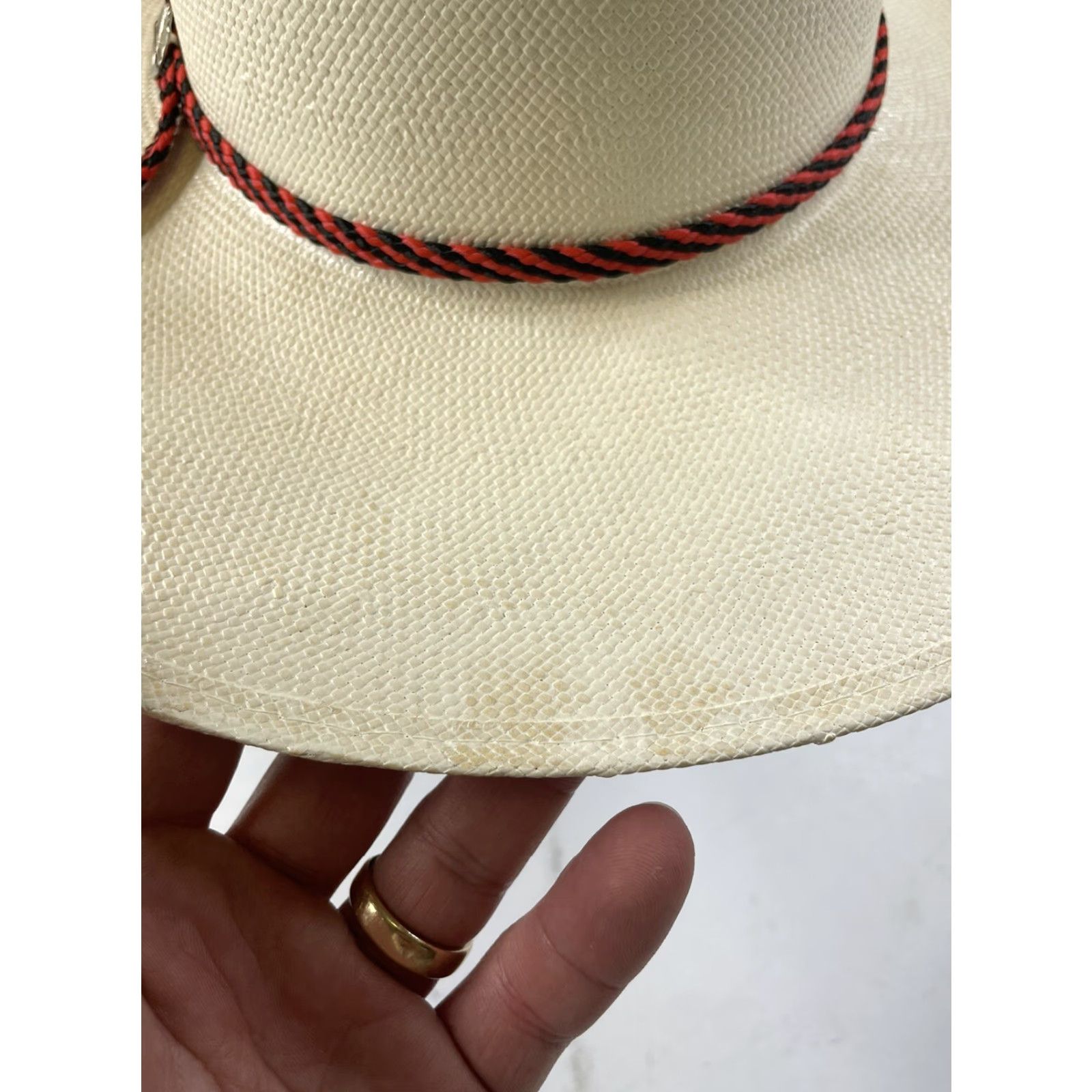 CO VINTAGE American Hat Co Cowboy Hat 6 1/2 Beige Leather Straw Wide Brim Men's Outdoor Western Cowboy Hat Mens Size ONE SIZE - 4 Thumbnail