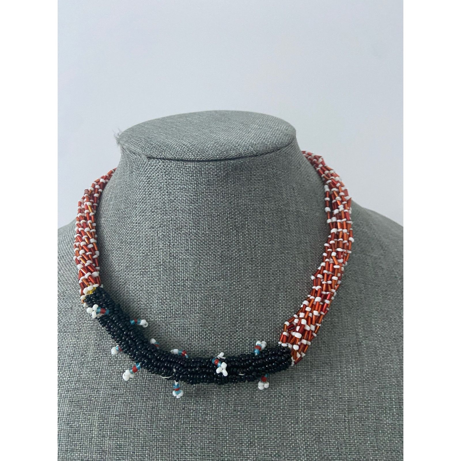 Handmade red black and white bead necklace Size ONE SIZE - 3 Thumbnail