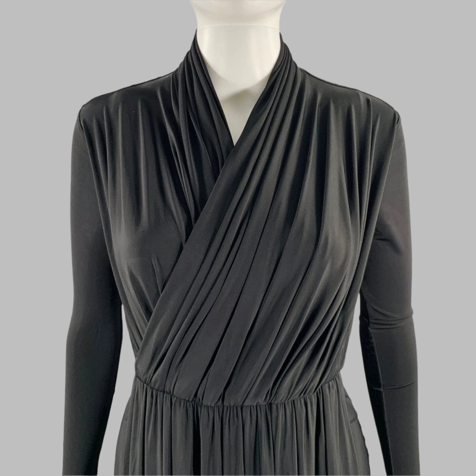 Balenciaga Size 4 Black Viscose Blend Draped Long Sleeve Cocktail Dress Size S / US 4 / IT 40 - 2 Thumbnail