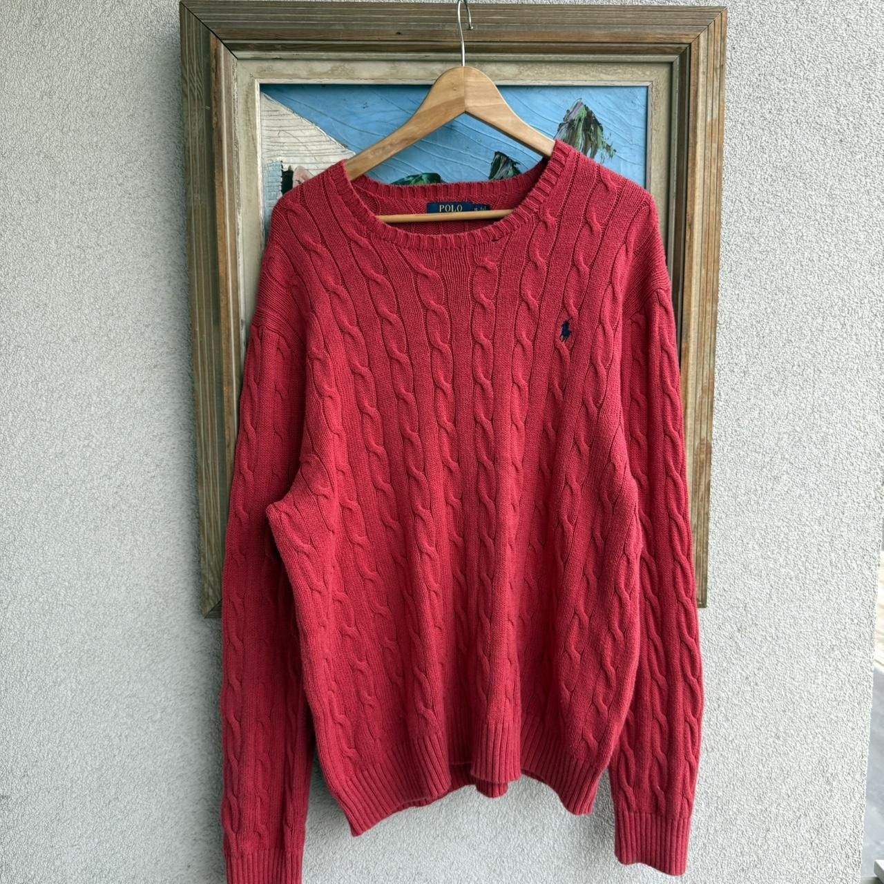 Polo Ralph Lauren Ralph Lauren Cable Knit Red Vintage 90s Size US XL / EU 56 / 4 - 2 Thumbnail