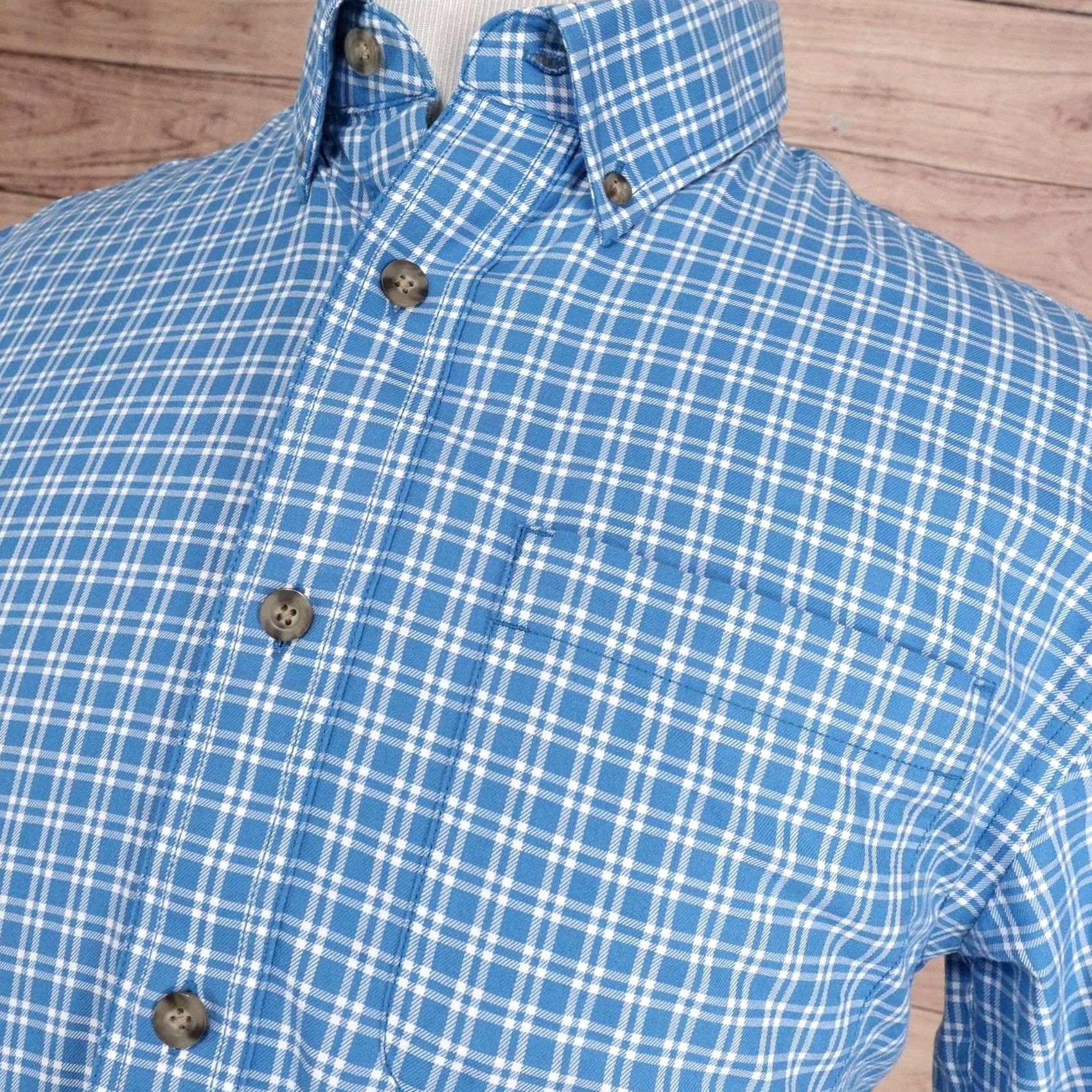 Vintage Cabela's Shirt Mens M Blue Check Long Sleeve Button-Up Wrinkle Free Cotton Size US M / EU 48-50 / 2 - 2 Thumbnail