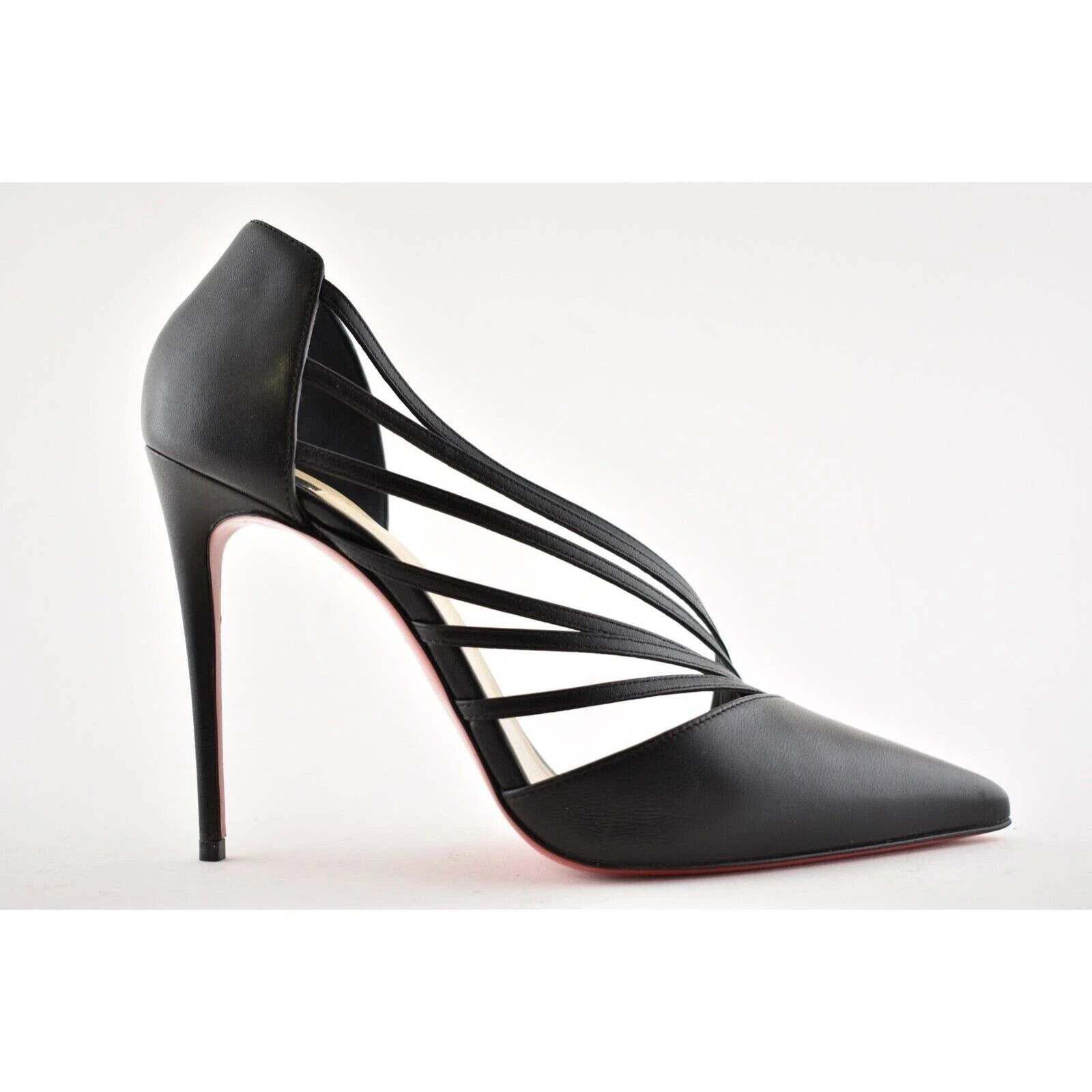 Christian Louboutin Antinorina 100 Black Leather Strappy Pointed Heel Pump 40.5 Size US 10.5 / IT 40.5 - 2 Thumbnail
