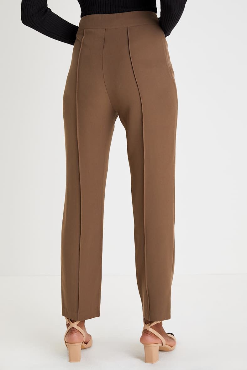 Lulus LULU’S Confidently Stylish Brown Pressed Seam Slim Leg Pants Size 28" / US 6 / IT 42 - 3 Thumbnail
