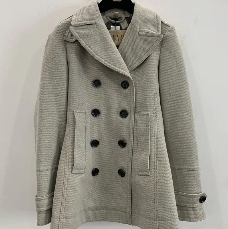 Burberry Burberry Gray Wool Women's Trench Coat Size S / US 4 / IT 40 - 1 Thumbnail