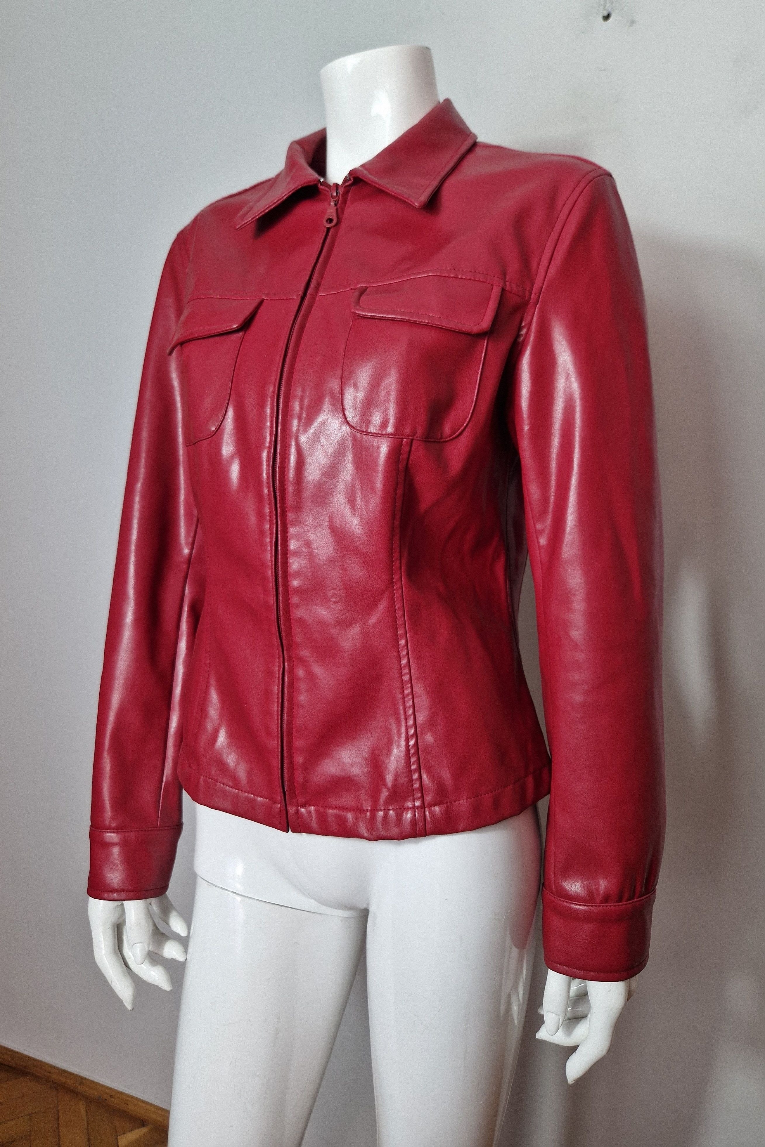 Hysteric Glamour vintage vegan leather red burgundy biker jacket Size M / US 6-8 / IT 42-44 - 3 Thumbnail