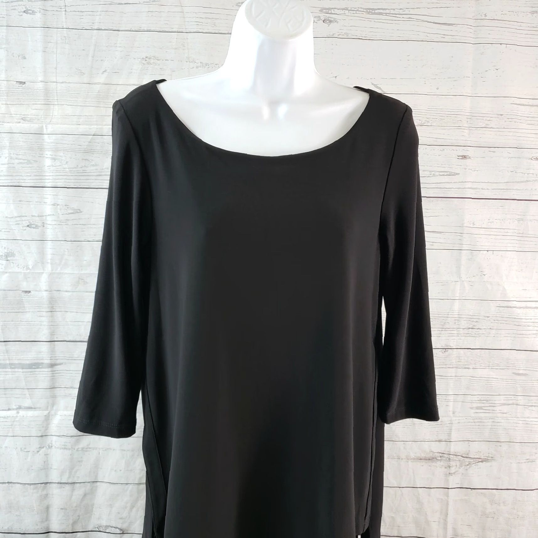 Joseph Ribkoff Joseph Ribkoff Womens Tunic Dress Solid Black Layered Long Sleeve Size 8 - Regular, Short Dress Length, Pullover, Shift Style, Black, Womens, Dress Size M / US 6-8 / IT 42-44 - 2 Thumbnail