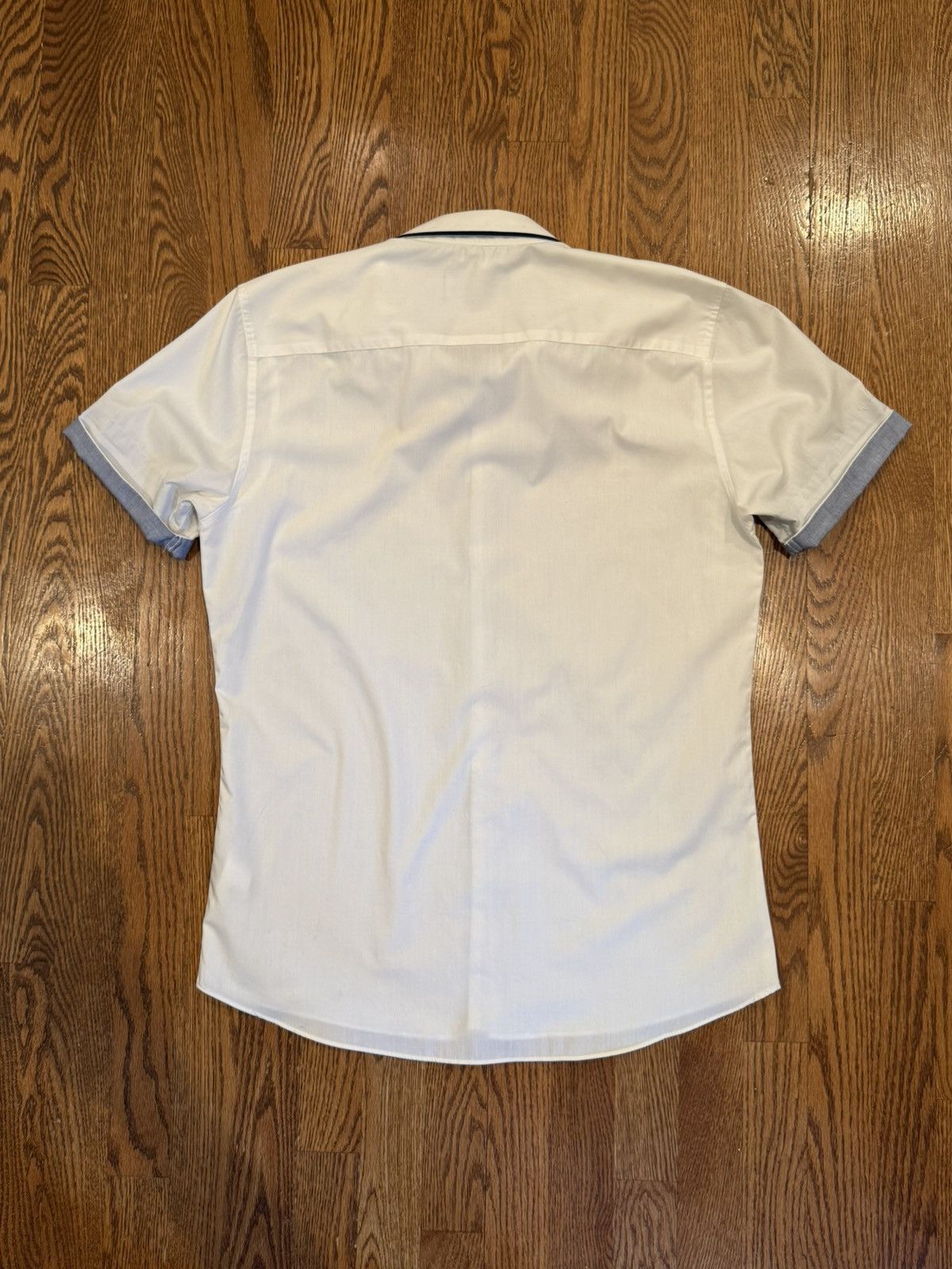 Topman Topman White Short Sleeve Button Up Shirt Stripe Accents Size US M / EU 48-50 / 2 - 6 Thumbnail